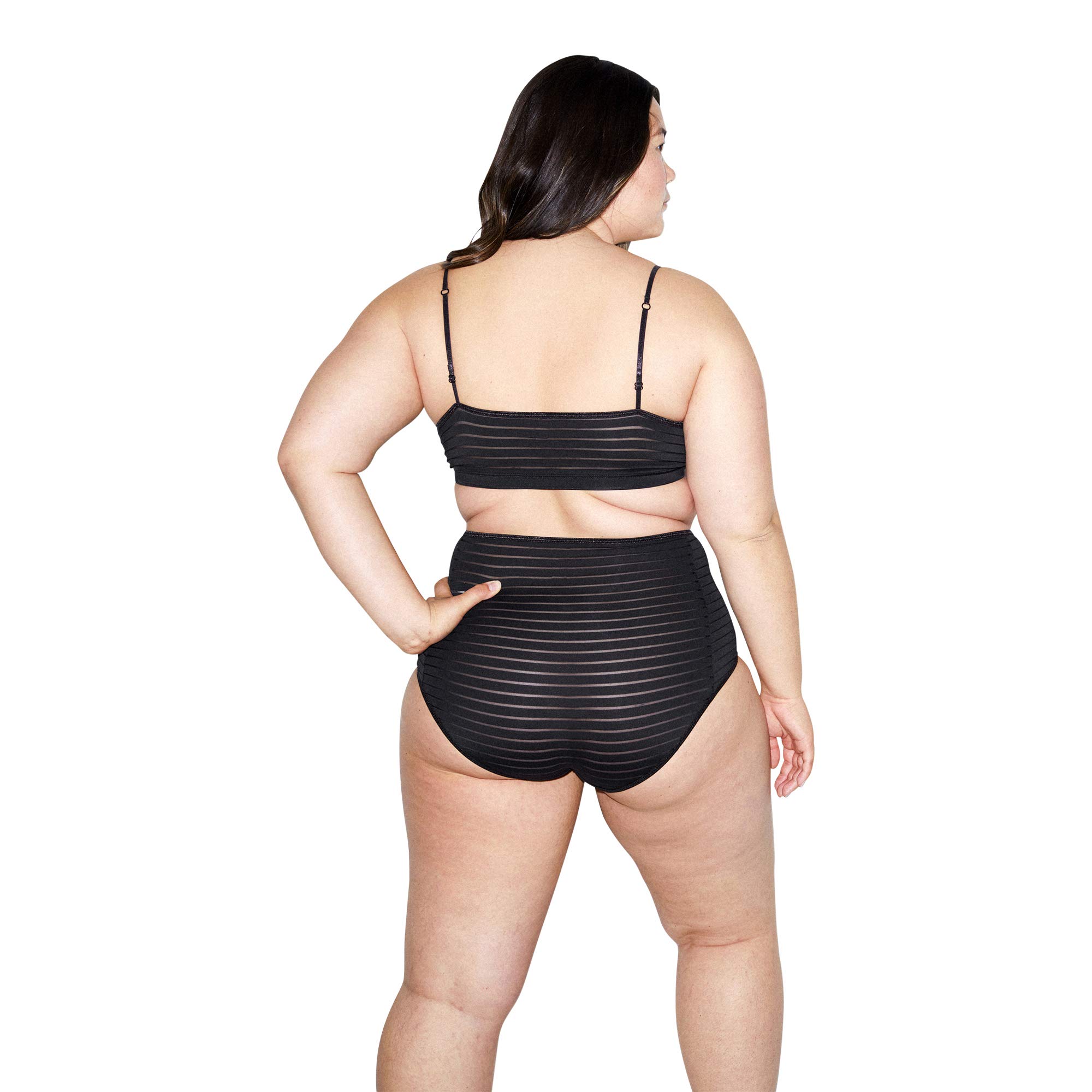 American Apparel Women's Cross Front Bralette - Sleeveless Shadow Stripe Lace Underwire Bra for Comfort & Support | Perfect for Yoga, Lounge Wear & Layering
