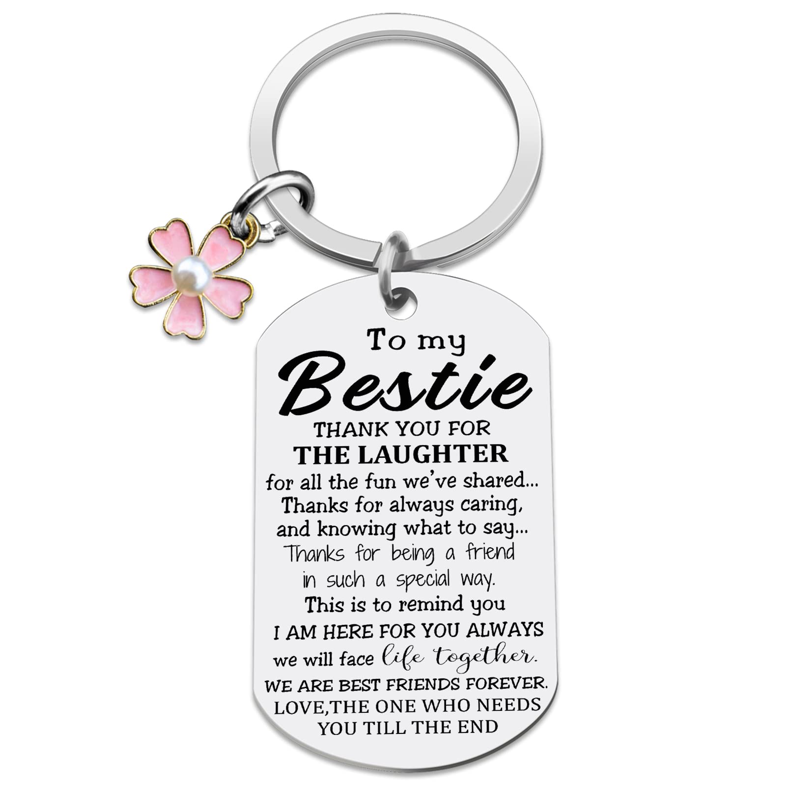 Unique Bestie Gifts - Personalized Best Friend Keychain, Birthday Key Chain, and Friendship Flowers for Unbiological Sisters, Perfect for Anniversaries, Graduations, and Daily Carry