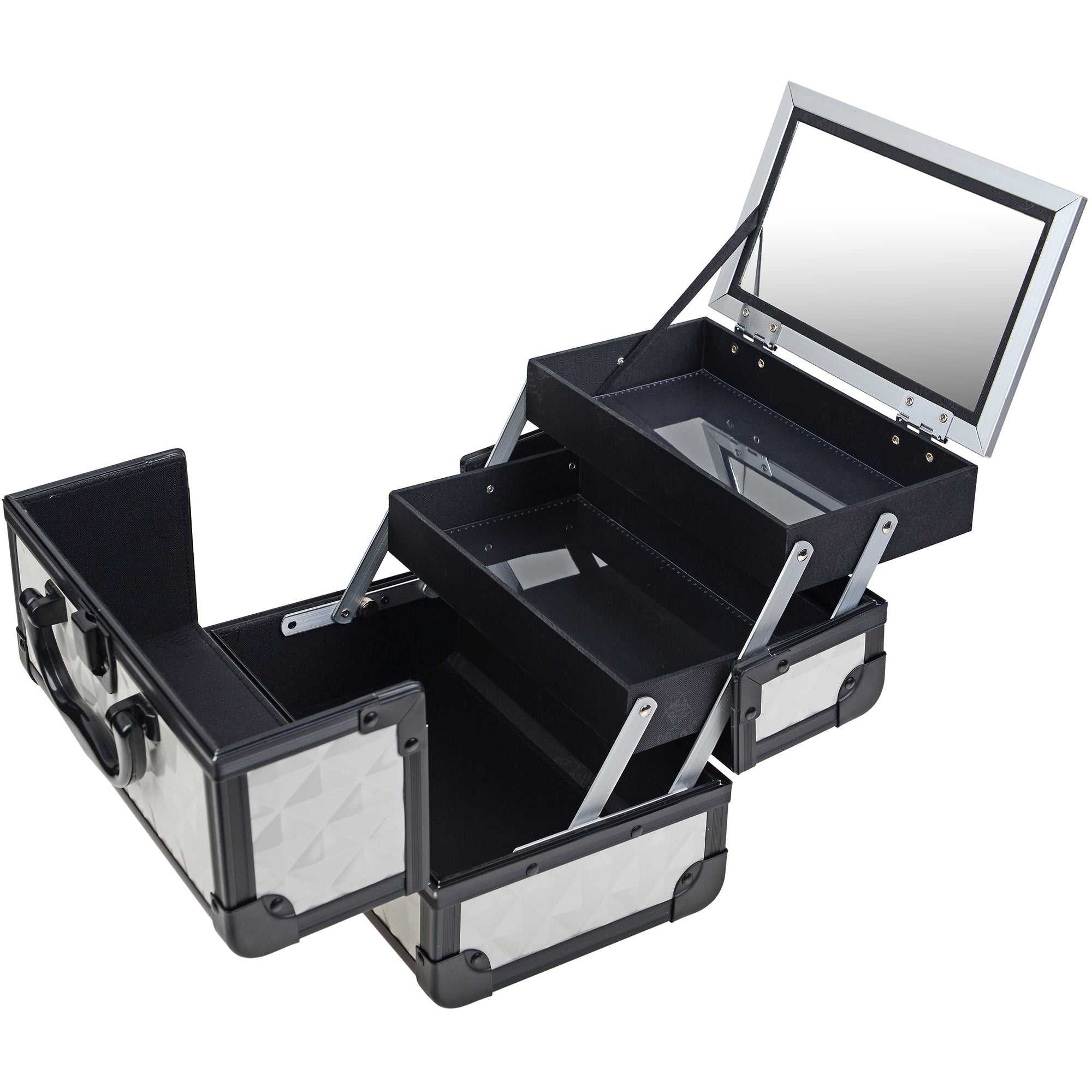 Professional Makeup Train Case with Mirror - Portable Cosmetic Organizer for Makeup Artists & Travel - Perfect for Salon, Home, and On-the-Go Beauty Needs