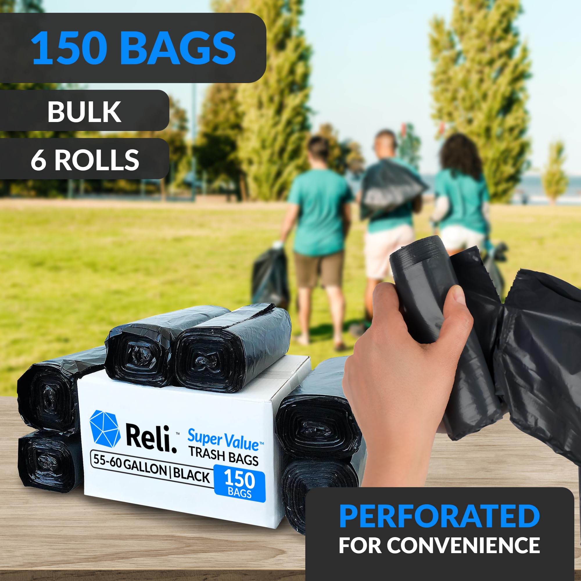350 Count Thank You T-Shirt Bags & 150 Count 55-60 Gallon Trash Bags - Bulk Plastic Bags for Retail Stores, Restaurants, and Home Use