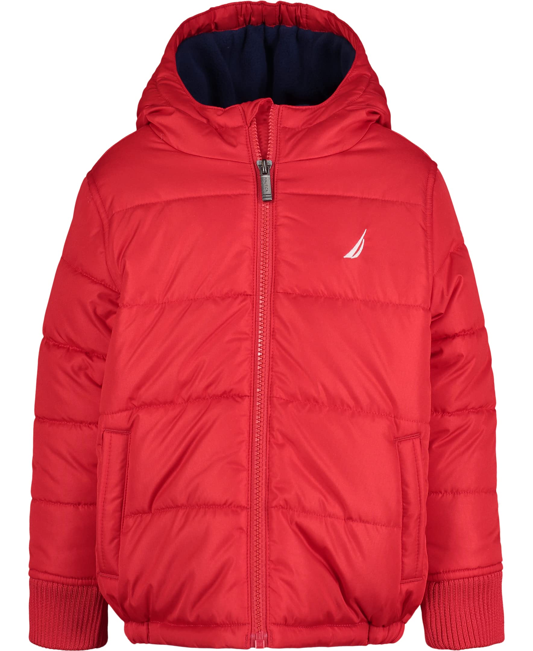 Nautica Boys' Heavyweight Hooded Bubble Jacket with Polar Fleece Lining - Warm Winter Coat for Outdoor Play, School & Snow Activities