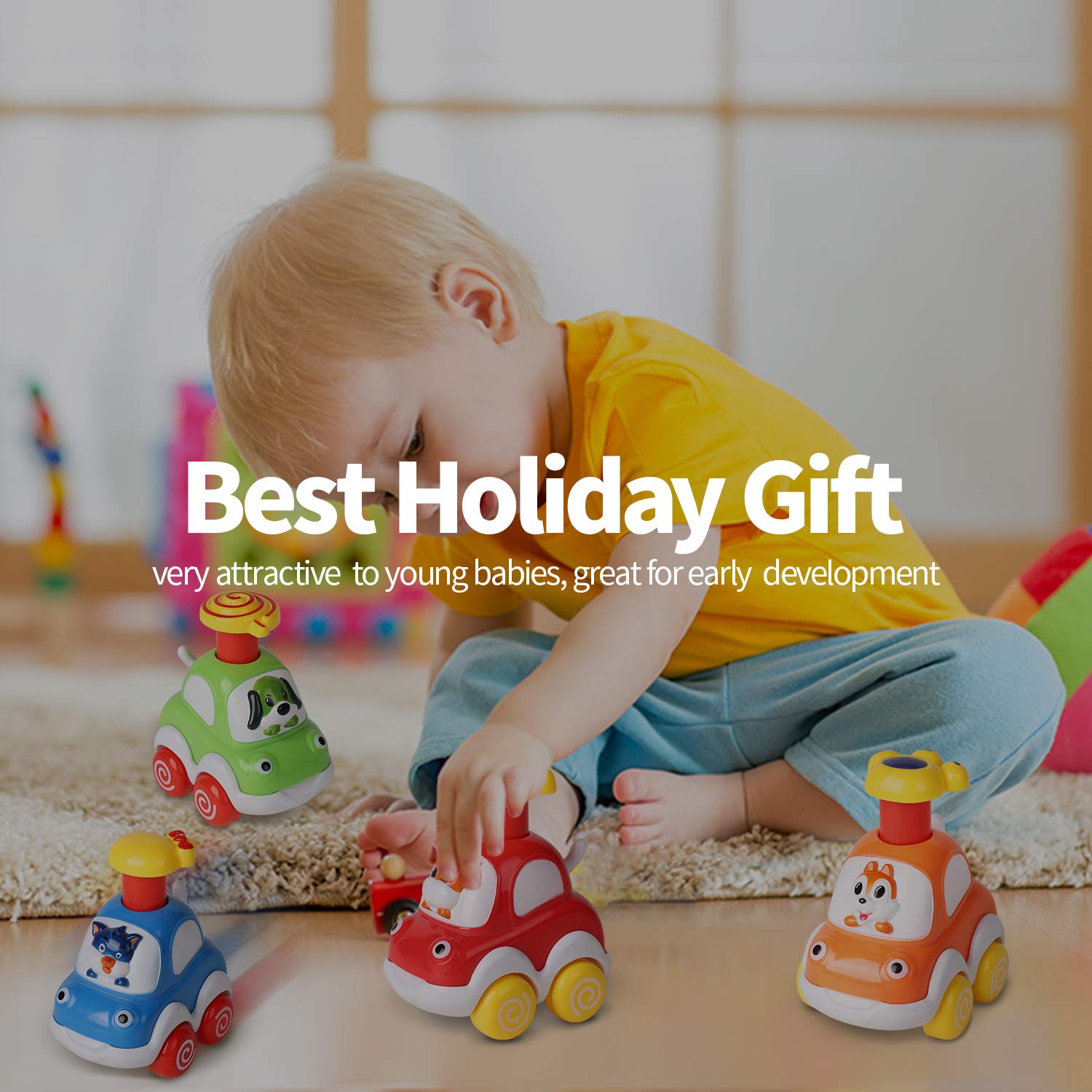ALASOU Animal Car Toys for 1-2 Year Old Boys | Baby Toys 12-18 Months | Toddler Birthday Gifts for Boys & Girls | Easter Basket Stuffers | Safe & Durable Early Learning Toys for Infants | Perfect for Playtime, Travel & Sensory Development