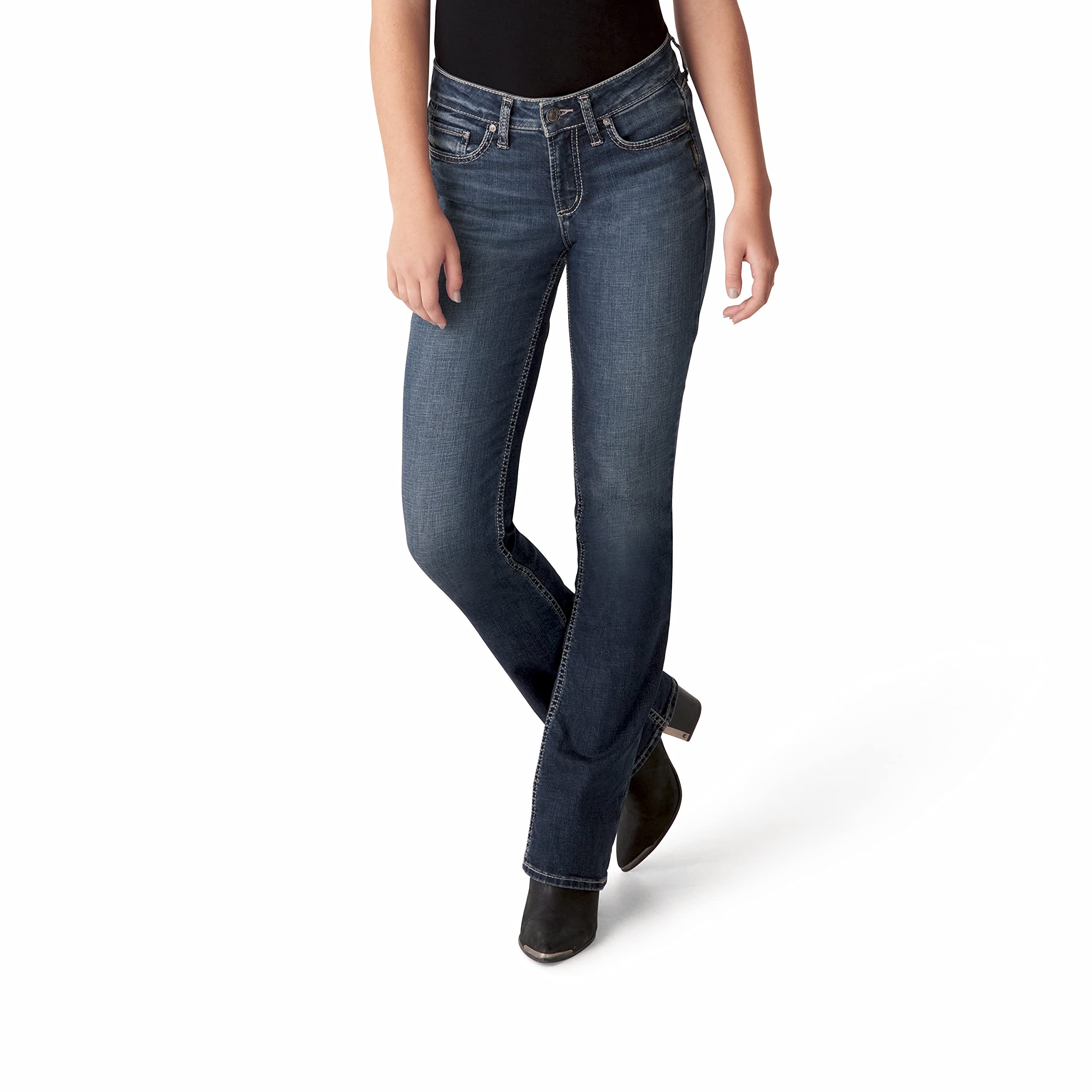 Silver Jeans Co. Women's Suki Mid Rise Slim Bootcut Jeans - Comfortable Stretch Denim Pants for Casual Wear & Night Out | Perfect for Work, Dating & Everyday Fashion