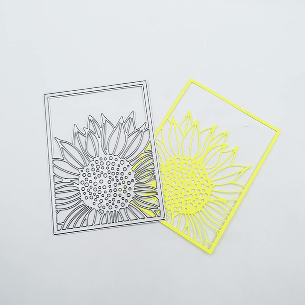 Sunflower Frame Metal Cutting Dies for Card Making - Summer & Spring Floral Background Die Cuts - Carbon Steel Embossing Stencil for DIY Paper Crafts, Scrapbooking, Photo Album Decor - Perfect for Wedding Invitations, Greeting Cards, and Home Decor Projects