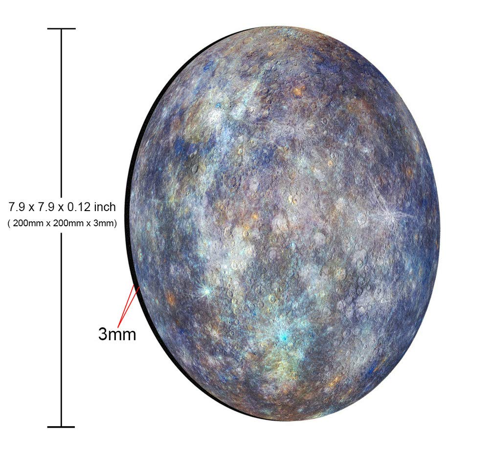 Premium Blue Space-Themed Mercury Planet Round Mouse Pad - Non-Slip Office Desk Mat for Gaming, Work & Home Use - Unique Gift for Friends & Colleagues