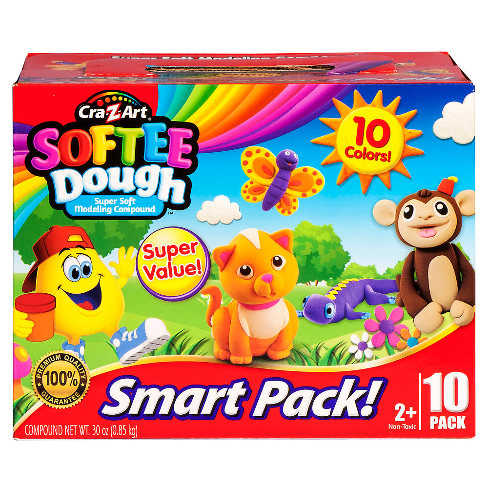 Cra Z Art Softee Dough 10-Pack - Non-Toxic Modeling Clay for Kids, Soft & Colorful Play Dough Set - Perfect for Arts & Crafts, Sensory Play & Creative Learning Activities