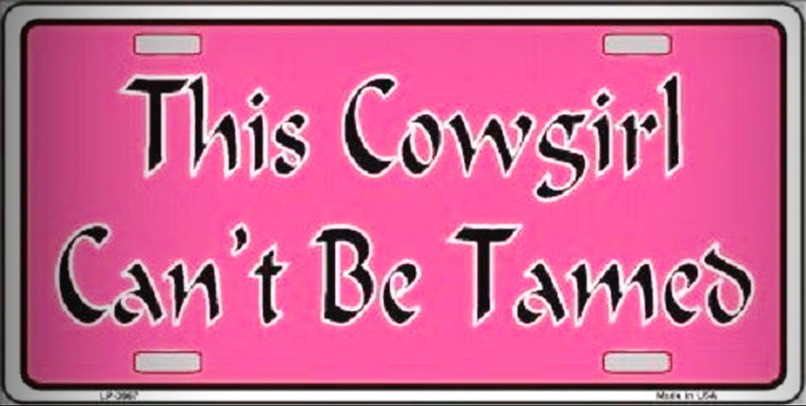 Vintage Cowgirl Can't Be Tamed Metal Novelty License Plate - Western Home Decor for Bedroom, Man Cave & Bar Wall Art - Rustic Country Themed Gift for Women