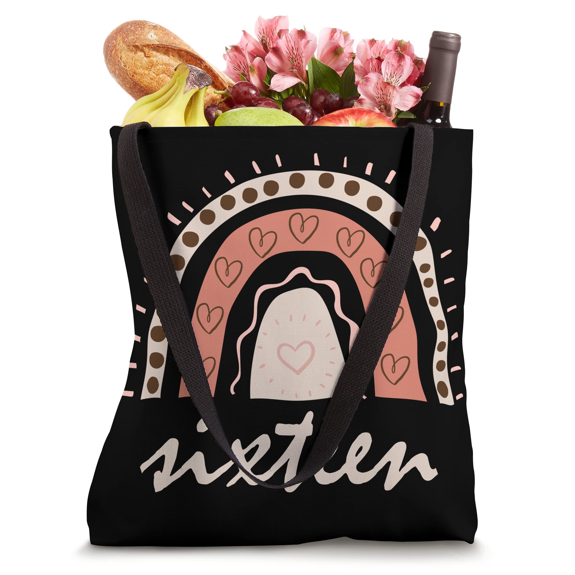 16th Birthday Tote Bag for Girls - Rainbow Design Sweet 16 Gift - Perfect for School, Parties & Celebrations
