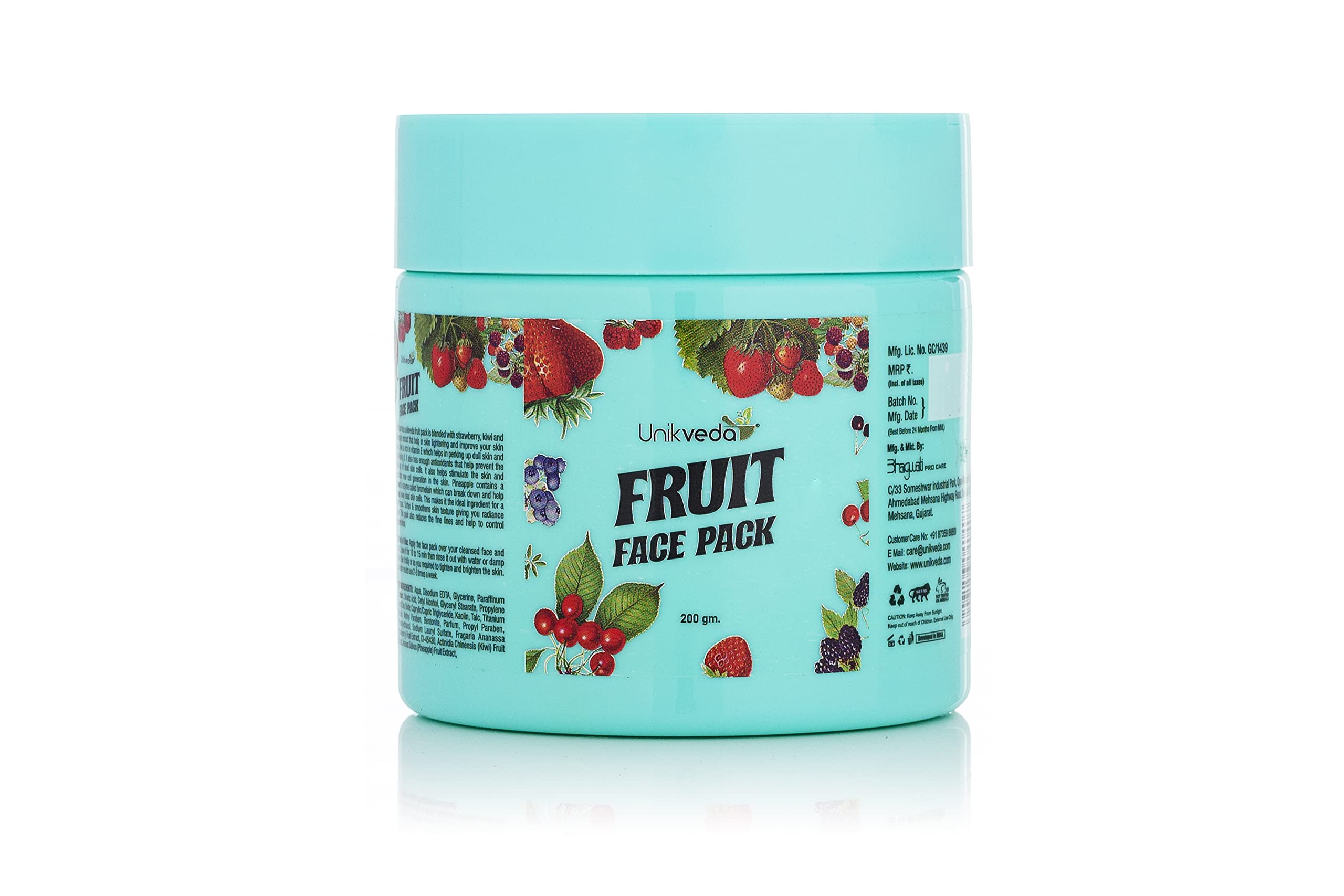 Unikveda Natural Fruit Face Pack for Men & Women - 200g | Organic Skin Brightening & Hydrating Mask | Perfect for Daily Skincare & Spa Nights