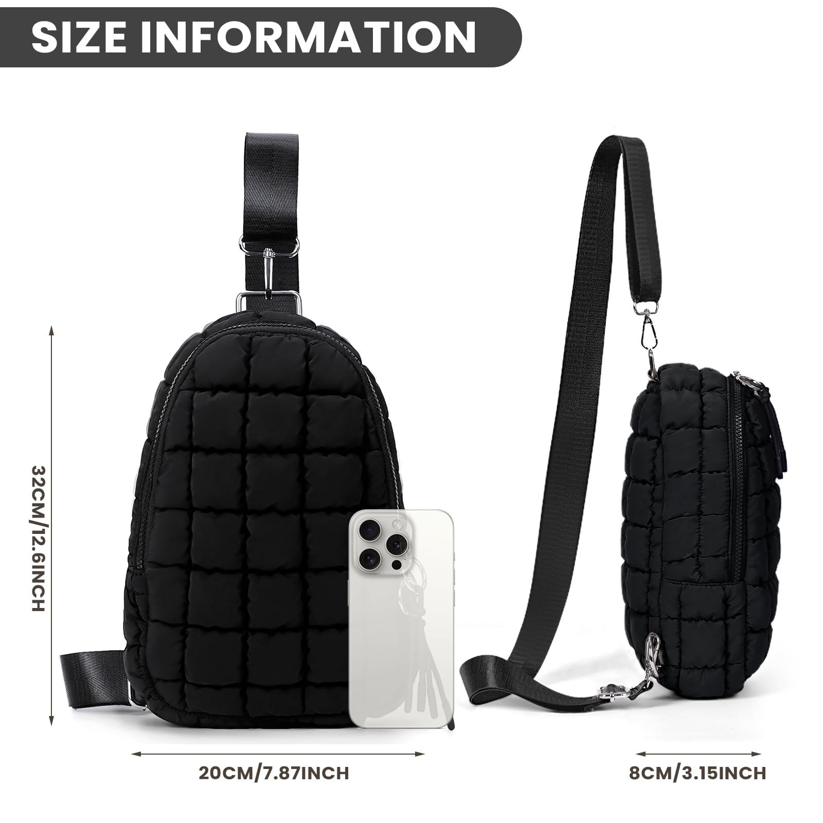 YFGBCX Quilted Puffer Sling Bag for Women - Crossbody Purse, Fanny Pack & Chest Bag | Stylish & Lightweight for Travel, Shopping & Daily Use