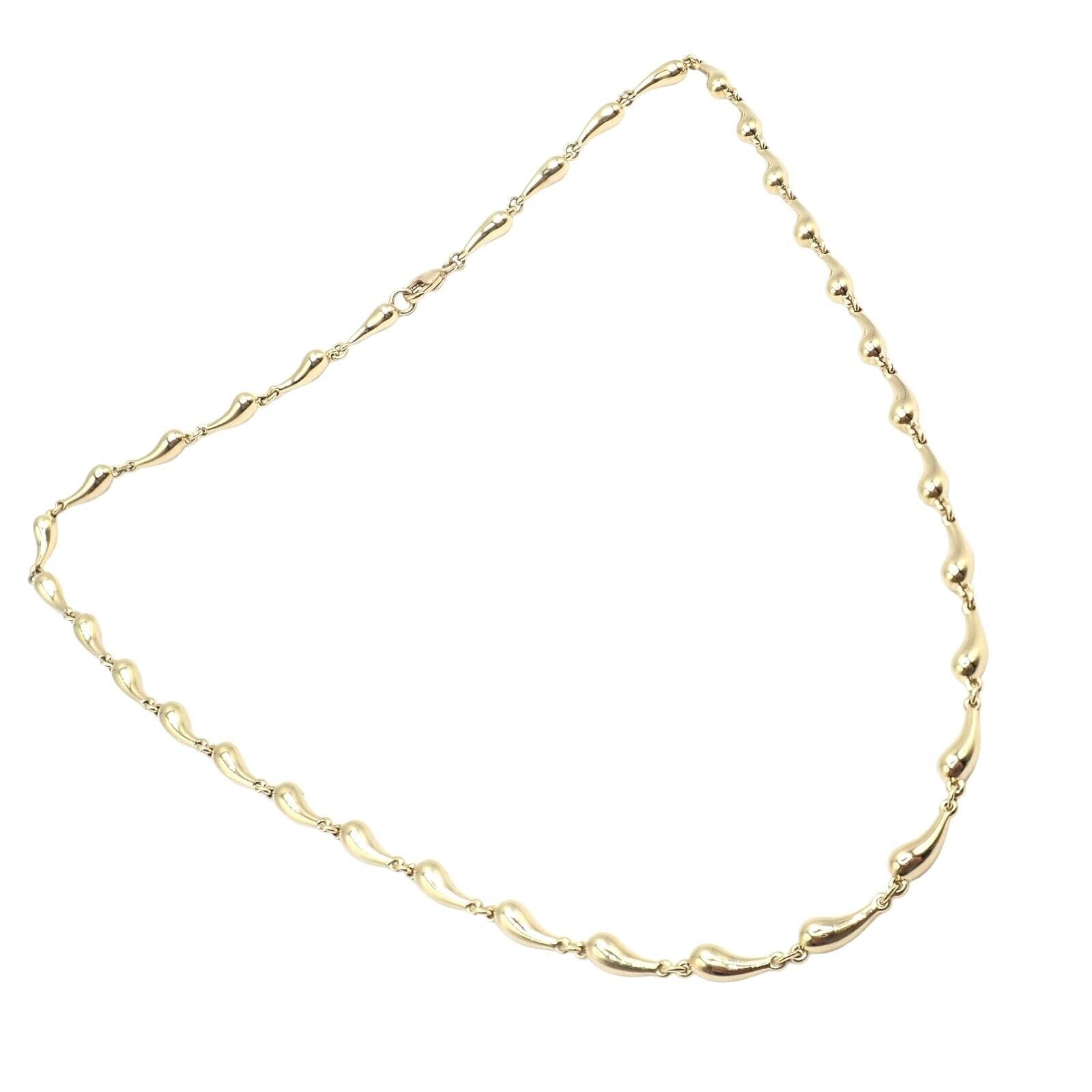 Authentic Tiffany & Co Peretti 18k Yellow Gold Vintage Teardrop Necklace 15.75