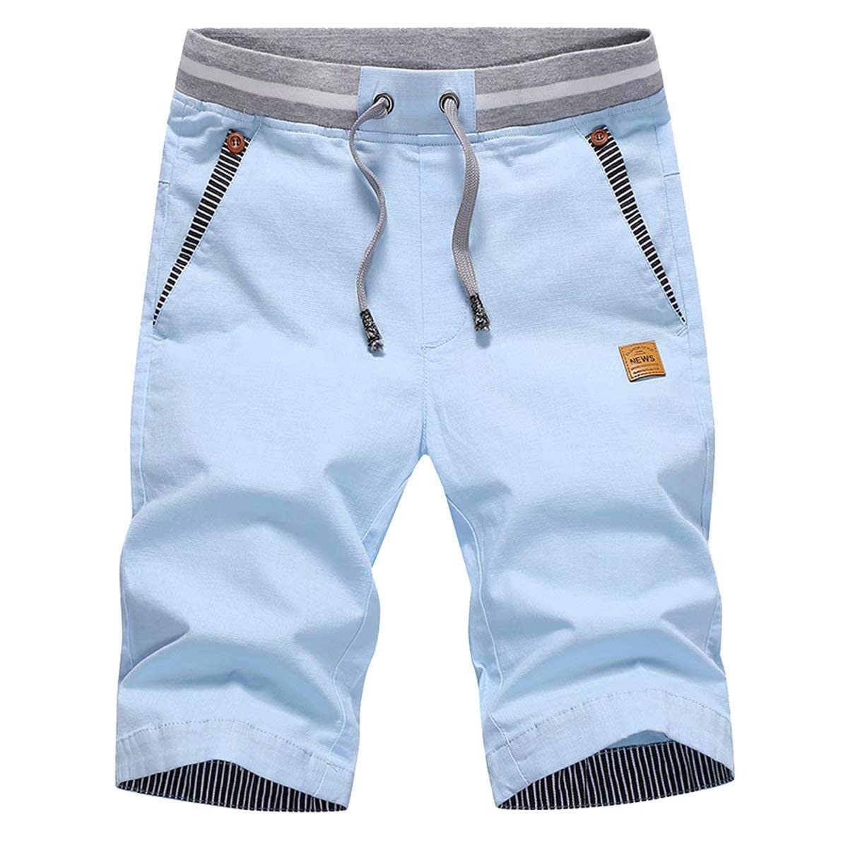 **Tansozer Men's Casual Classic Fit Drawstring Shorts - Elastic Waist, Pockets - Summer Beach, Gym, Travel & Outdoor Activities**