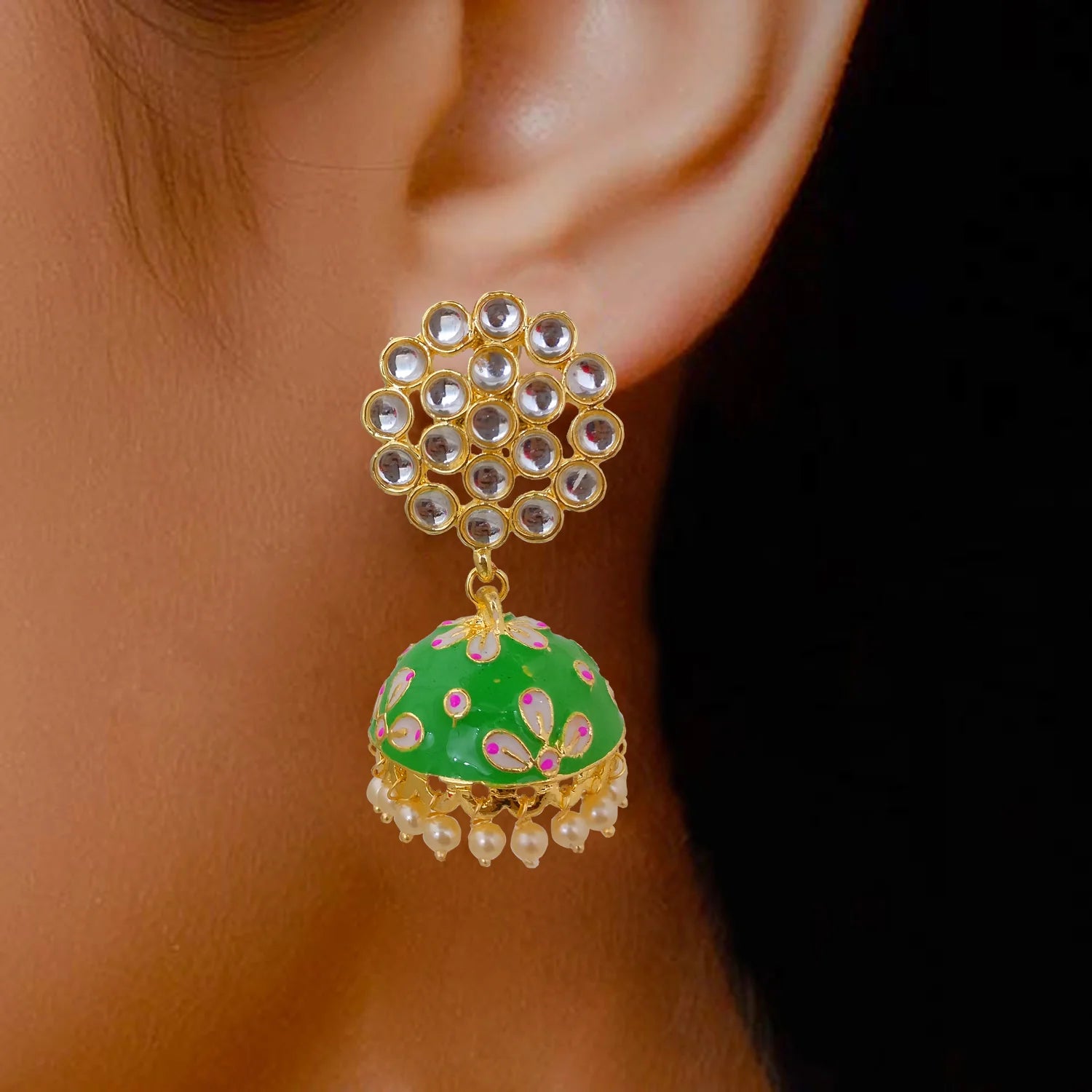 Exquisite White Floral Dangle Jhumki Earrings for Women – Perfect for Weddings, Parties & Festive Occasions