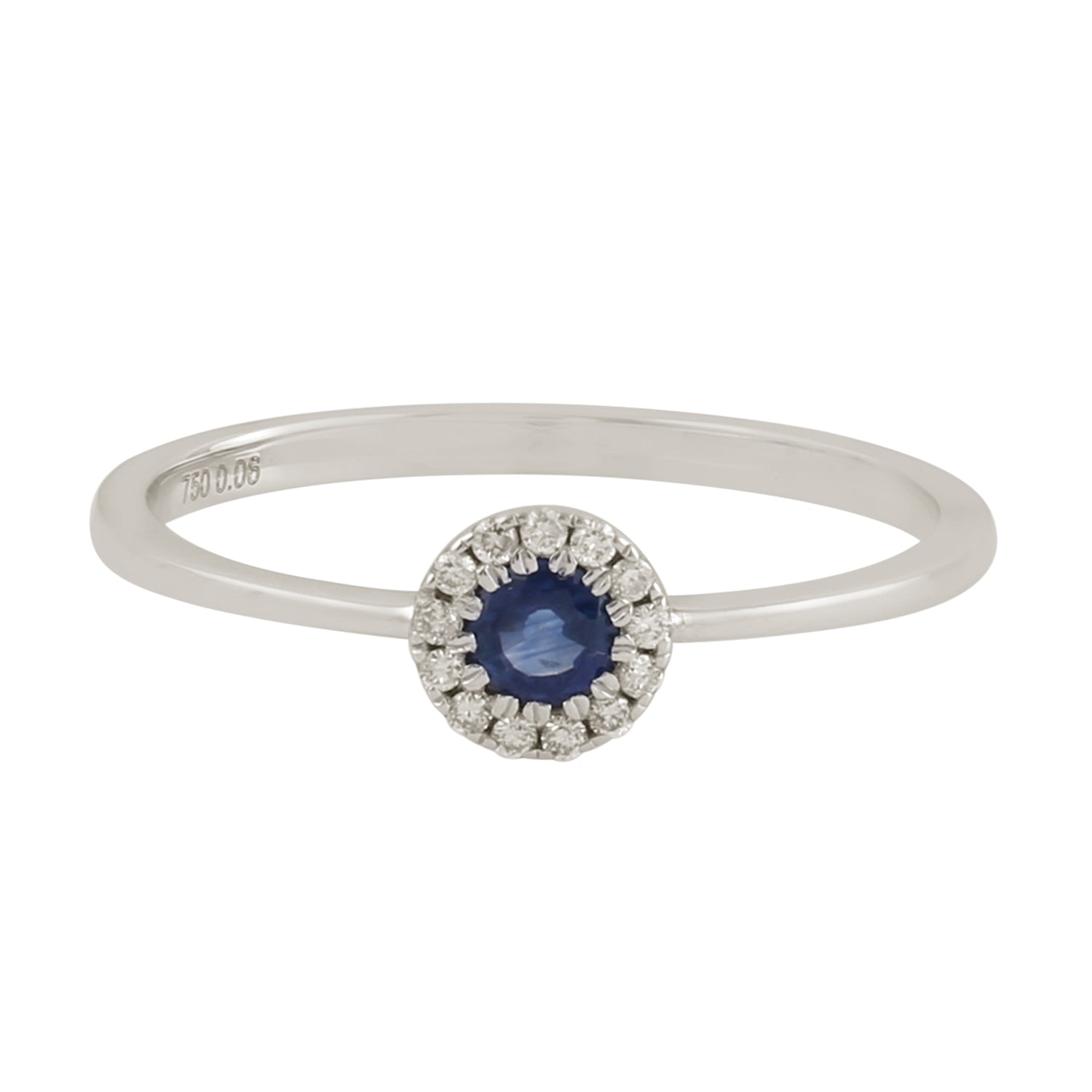 Blue Sapphire Pave Diamond Halo Ring in 18k White Gold - Elegant Engagement, Wedding, Anniversary Gift for Women - Perfect for Proposals, Bridal Jewelry & Special Occasions