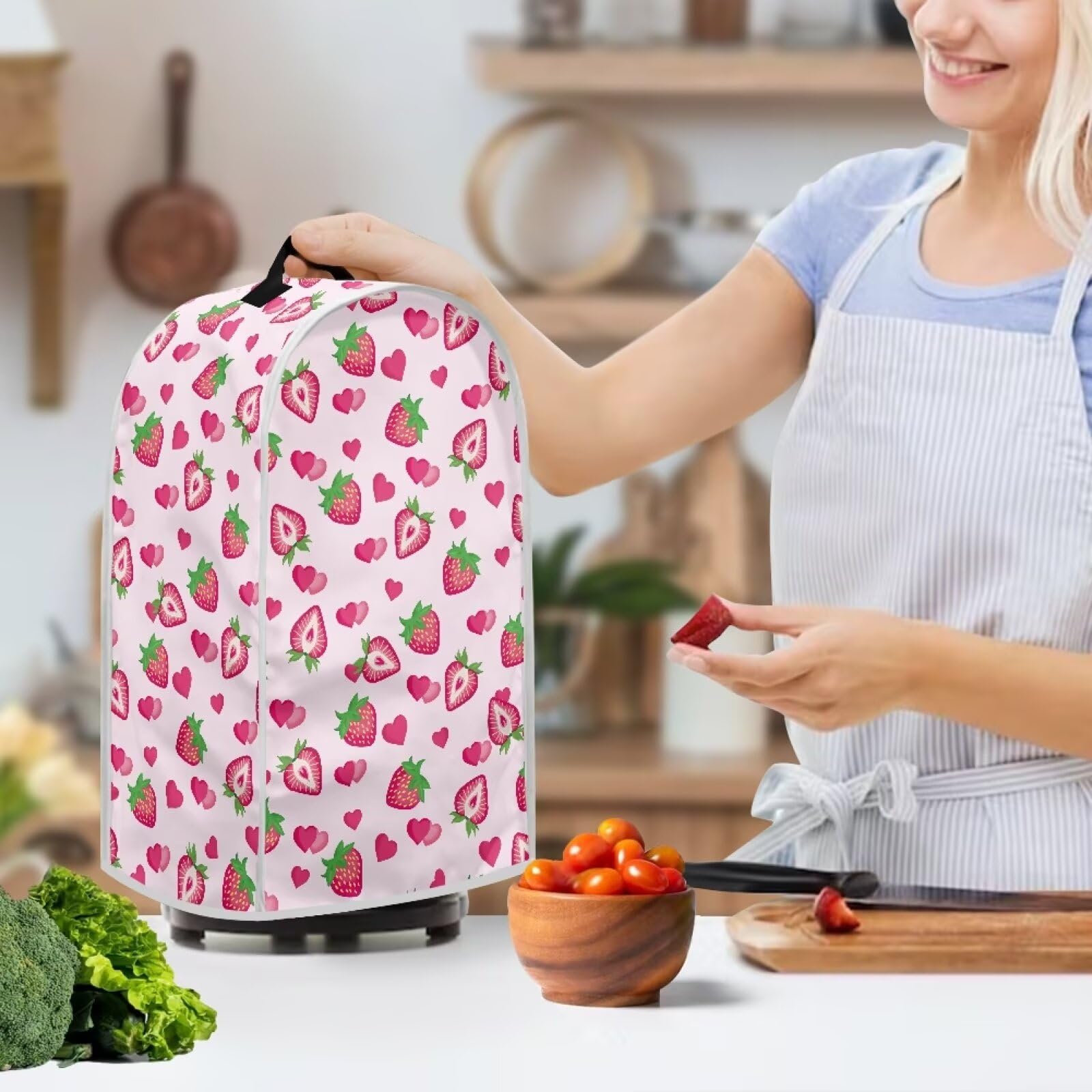 Strawberry Blender Cover - Waterproof & Anti-Splash Protective Cover for Blenders, Coffee Makers & Juice Machines - Washable & Stain Resistant - Perfect for Kitchen, Smoothie Bars & Coffee Shops