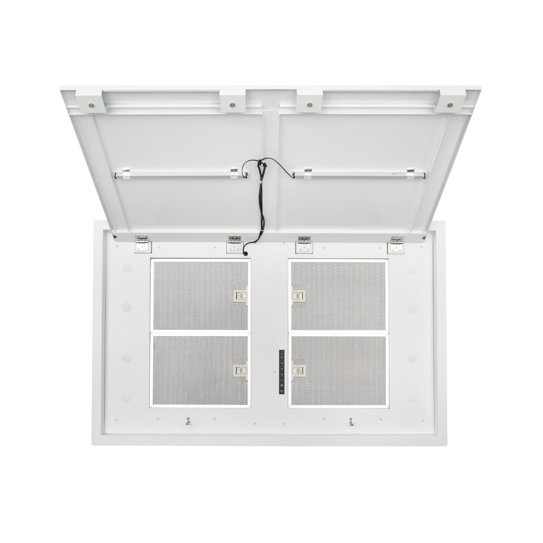 HBC143EWH 43 Inch White Ceiling Mounted Range Hood with LED Light - Powerful Kitchen Ventilation for Smoke & Odor Removal - Ideal for Home Chefs & Modern Kitchens (HBC1 Series)