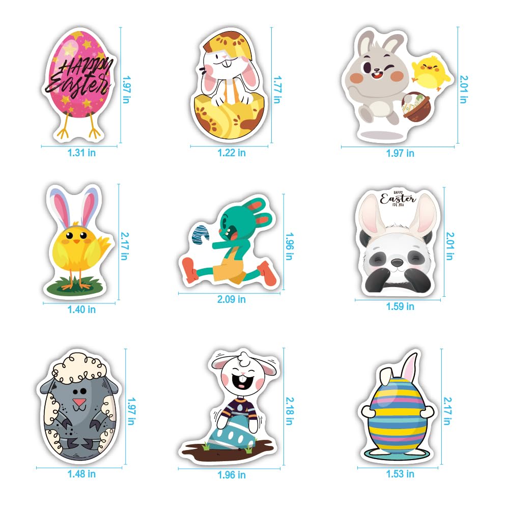 100Pcs Easter Stickers for Kids - Bunny, Egg & Spring Themed Vinyl Waterproof Stickers - Perfect for Scrapbooking, DIY Crafts, Party Favors & Easter Gifts - Classroom, Home Decor & Kids Activities