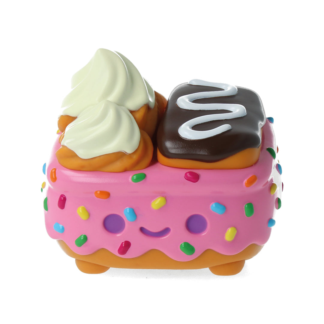 Dumpster Fire Donut Pink Vinyl Figure - Cute Kawaii Collectible Toy for Desk Decor, Gift for Donut Lovers, Office & Home Display