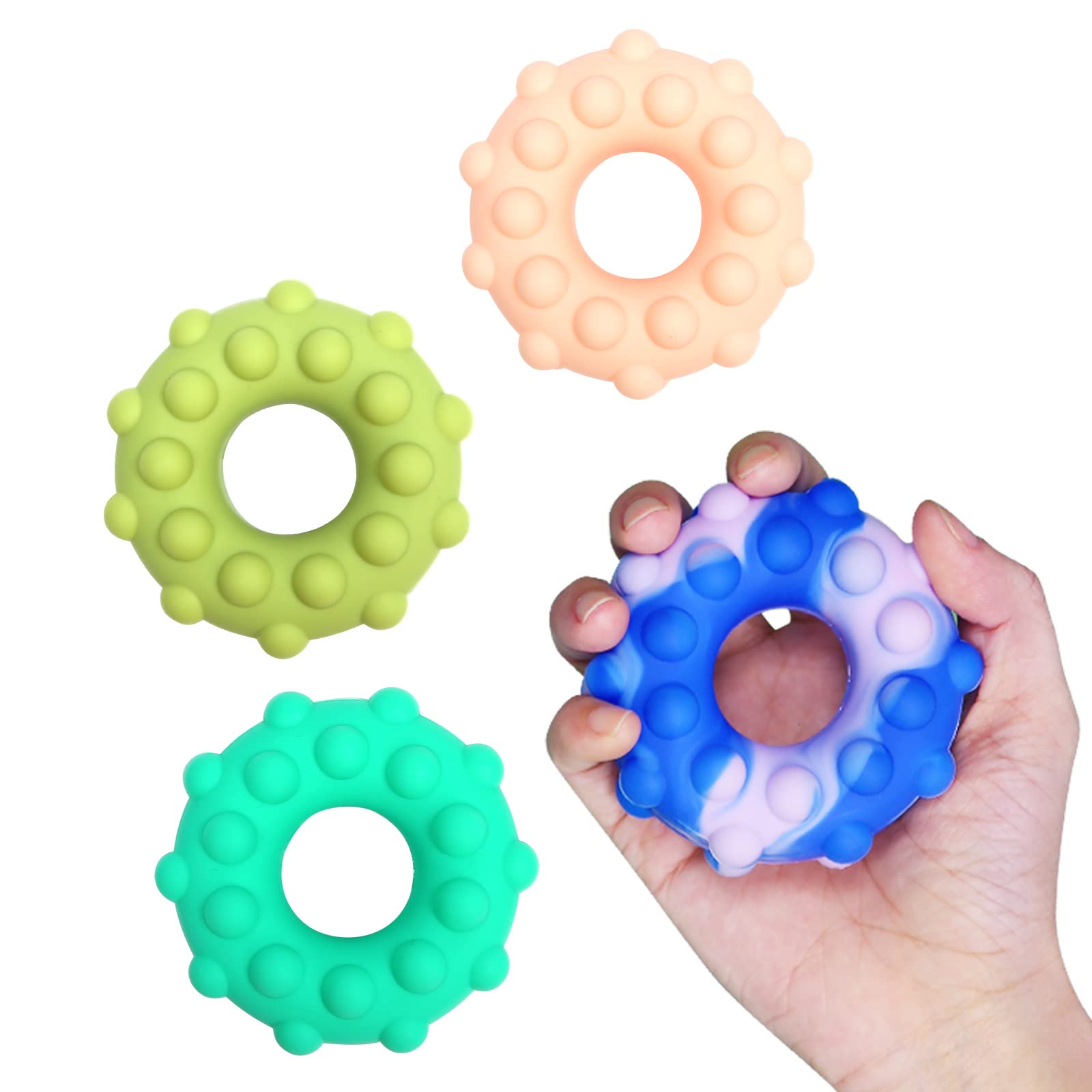 4 PCS Fidget Toys Pop It Stress Balls - 3D Sensory Push Bubble Fidget Toy for Kids & Adults, Silicone Stress Relief Hand Toys, Perfect for Party Favors, Gifts, Classroom, Office, and Travel Use