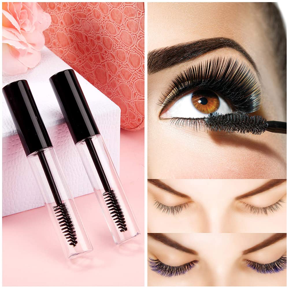 MAYCREATE® 10ml Empty Plastic Mascara Tube with Wand - Eyelash Cream Container for Castor Oil, Includes Brush Kit & Funnels - Perfect for DIY Mascara, Eyeliner & Beauty Products (Great for Travel & Home Use)