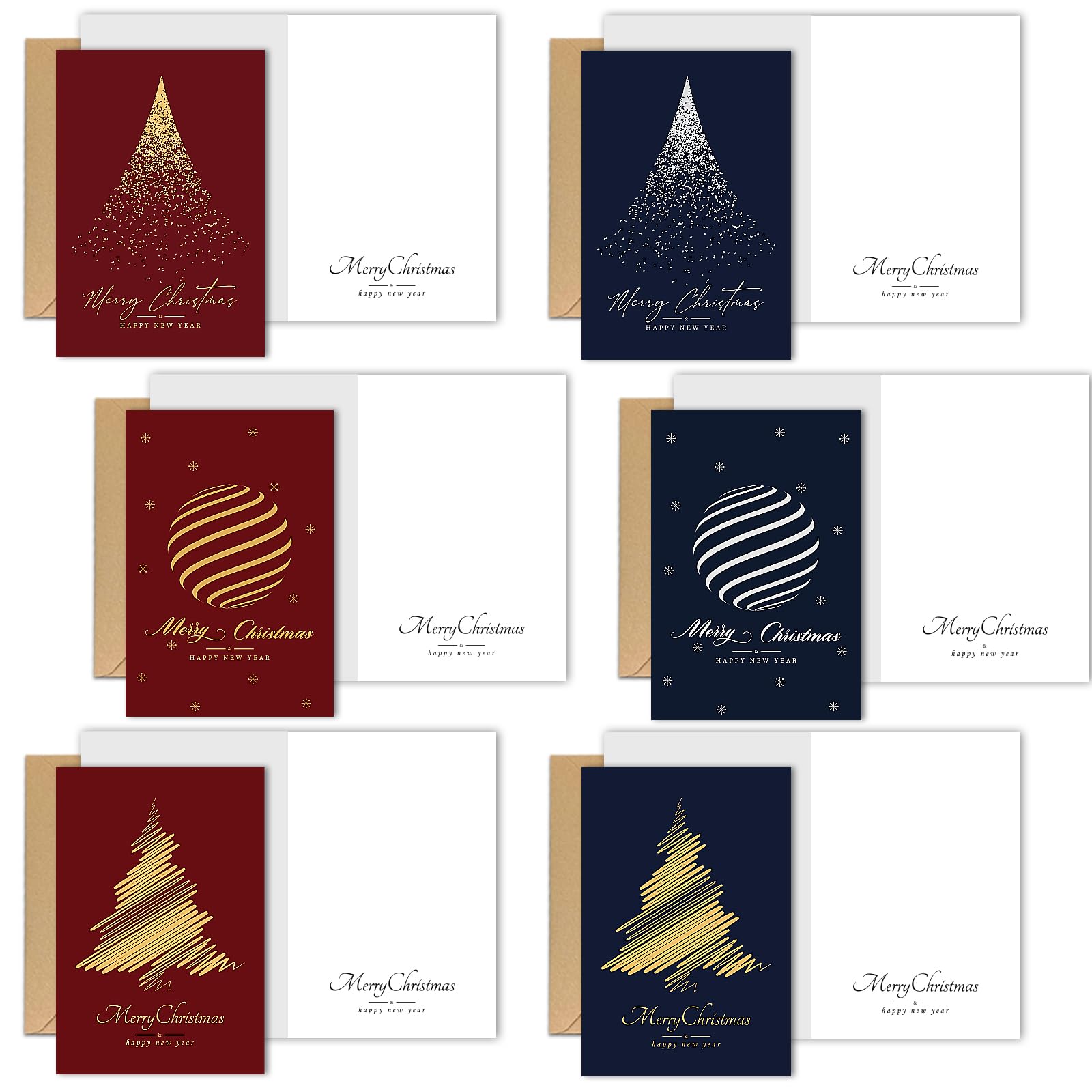 Premium 24-Pack Gold Foil Christmas Cards with Envelopes (5x7 Inch) - Bulk Holiday Greeting Cards for Business, Coworkers & Friends - Perfect for Office Gifts, Client Appreciation & Festive Celebrations