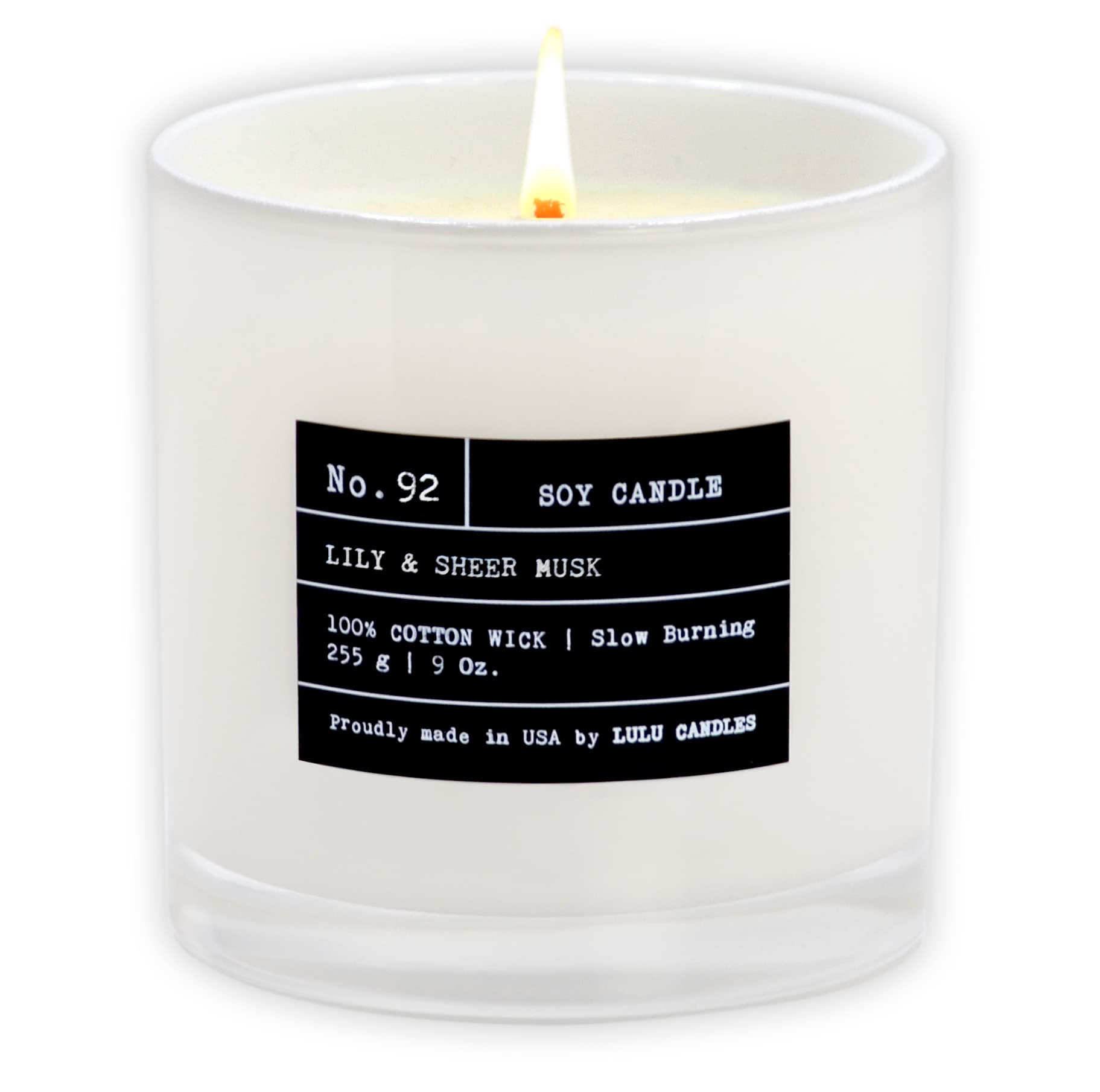 Luxury Scented Soy Jar Candle - Lily & Sheer Musk Fragrance | Hand-Poured in USA | Highly Scented, Long-Lasting 9oz Soy Wax Candle for Home, Spa, Yoga & Relaxation | Lulu Candles
