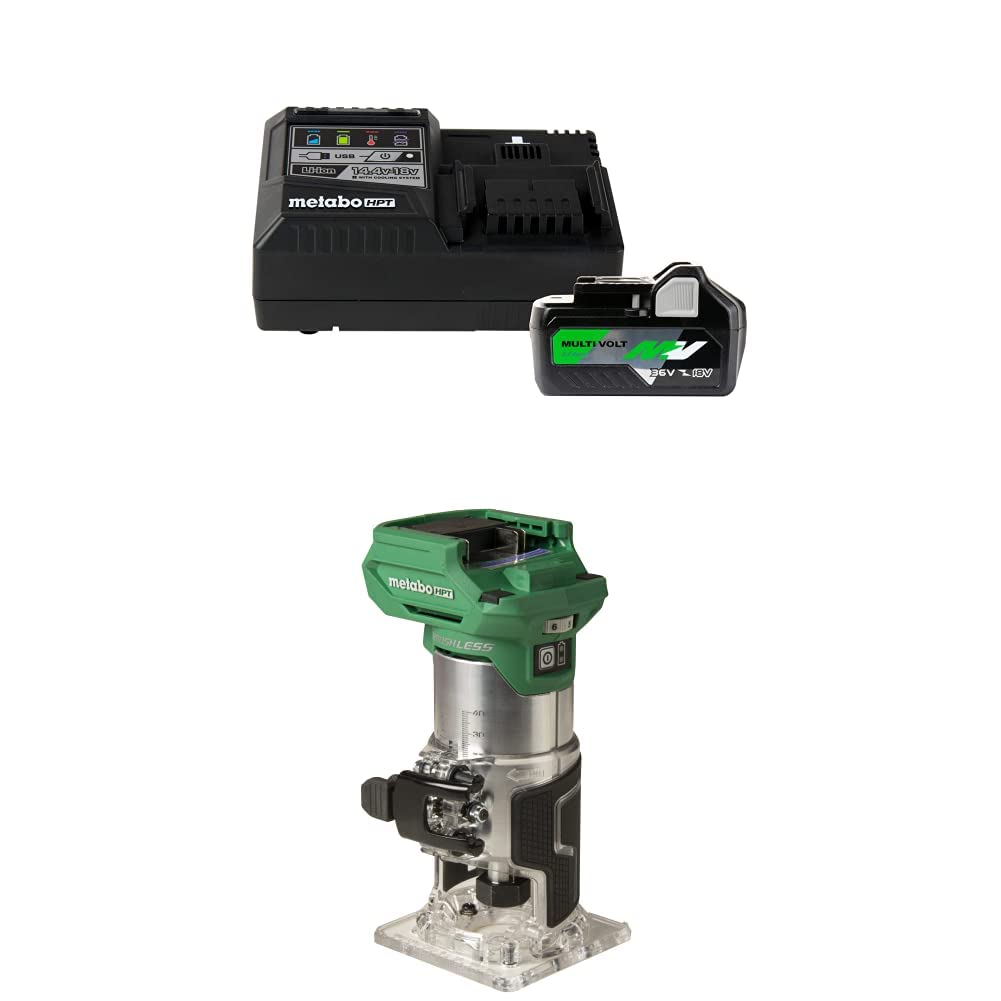 Metabo HPT UC18YSL3B1M 36V/18V MultiVolt Cordless Battery & Fast Charger Kit with 18V Trim Router (Tool Only) - Perfect for Woodworking, DIY Projects & Professional Construction