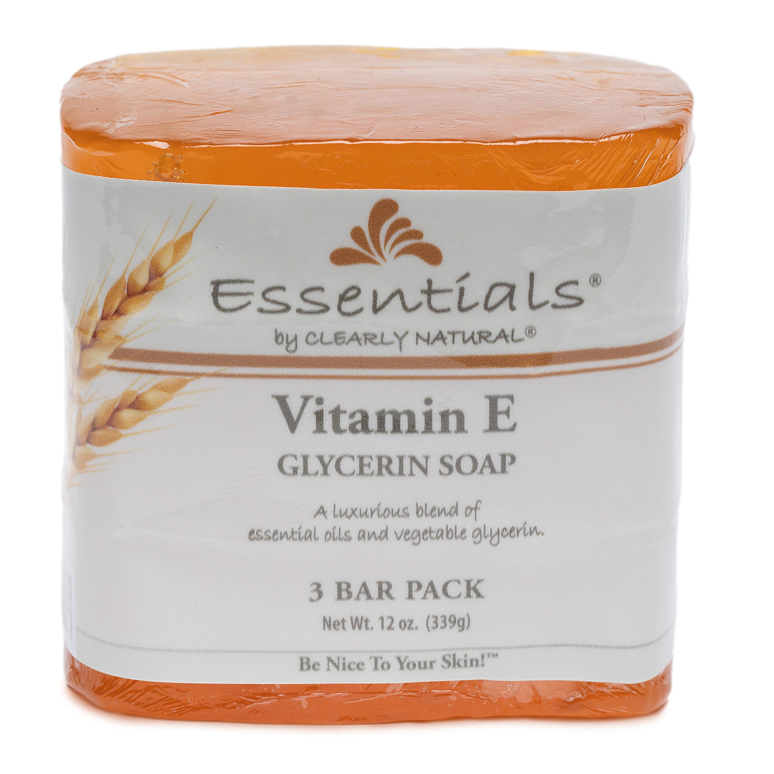 Clearly Natural Glycerine Bar Soap with Vitamin E - 3 Pack | Moisturizing, Hypoallergenic & Fragrance-Free | Perfect for Sensitive Skin, Daily Cleansing & Travel