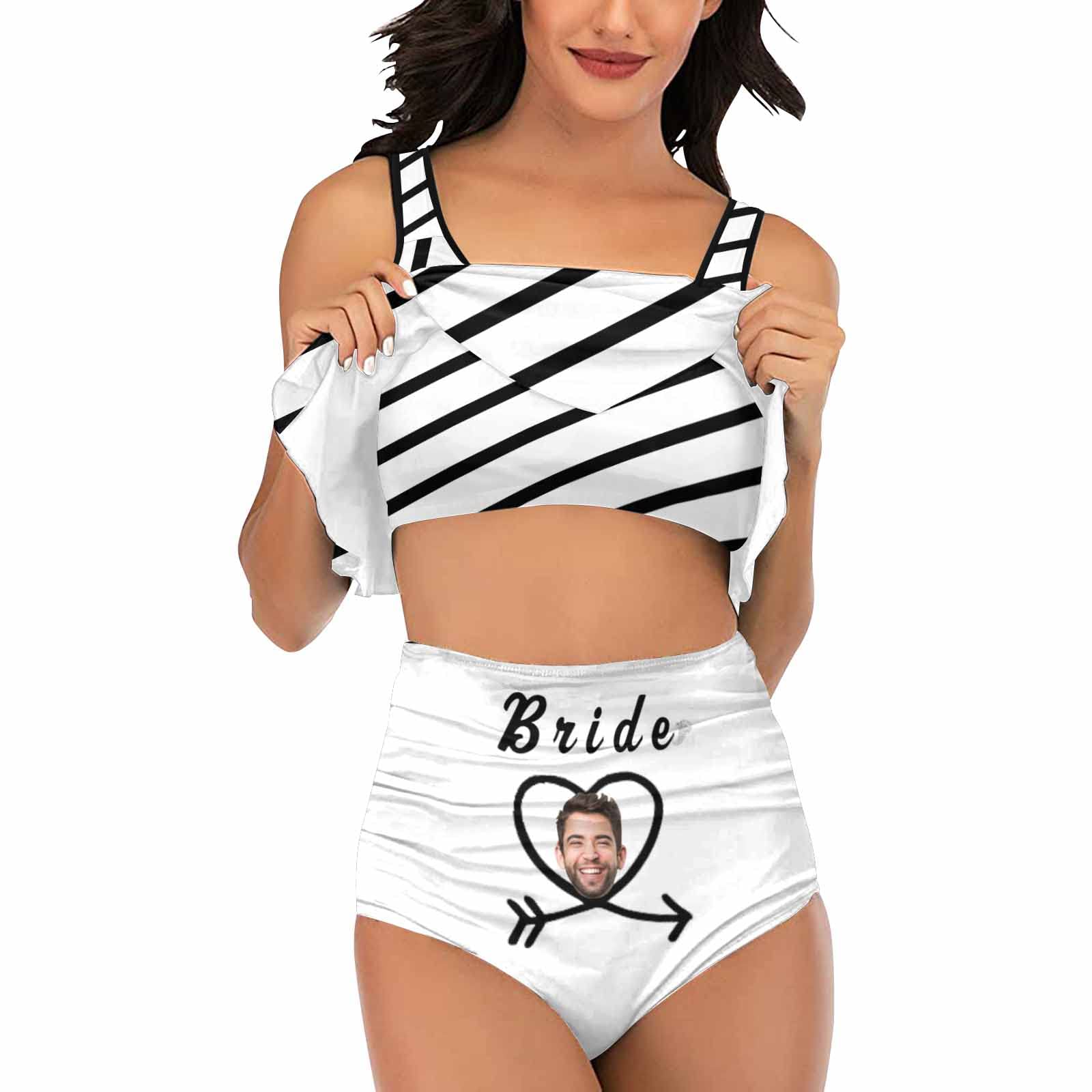 Custom Face Print Swimsuit for Bride & Bridesmaids - Personalized Bachelorette Party Bathing Suit & Bikini - Fun Beachwear for Pool Parties, Girls Trips & Wedding Celebrations