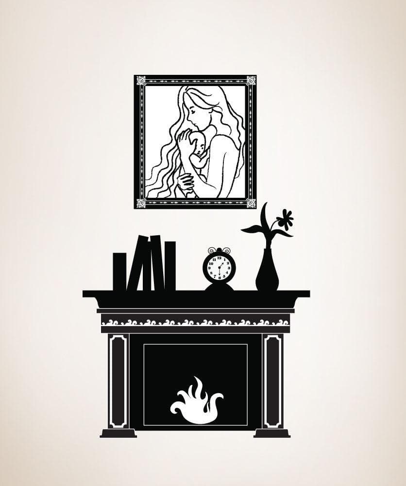 Premium Vinyl Wall Decal Sticker - Realistic Fireplace Design #OS_DC147 - Perfect for Living Room, Bedroom & Home Decor