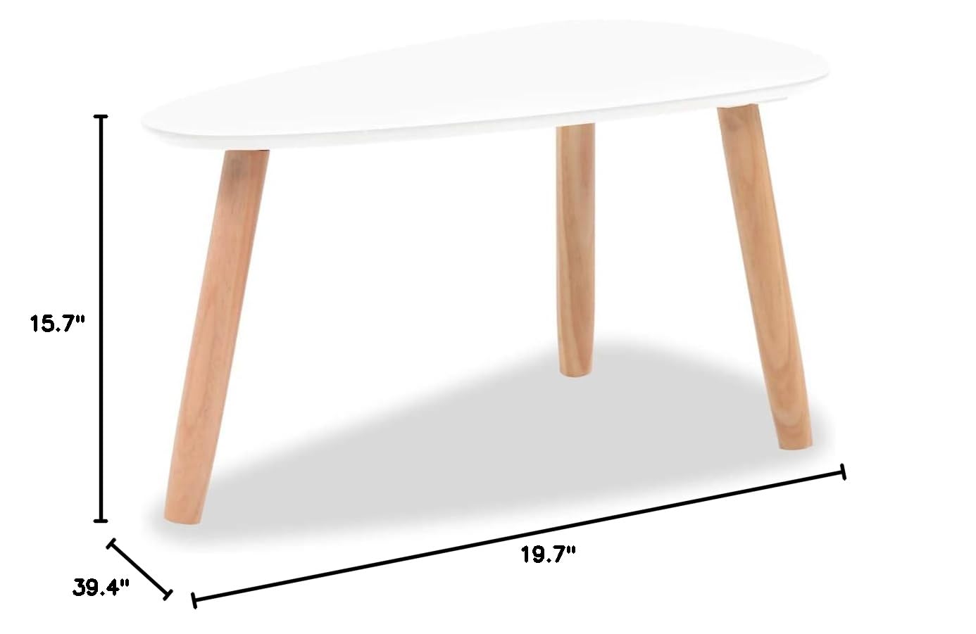 FAMIROSA 2-Piece White Coffee Table Set - MDF Tabletop with Pinewood Legs, High Gloss Nesting End Tables for Living Room, Bedroom - Perfect for Small Spaces & Modern Home Decor