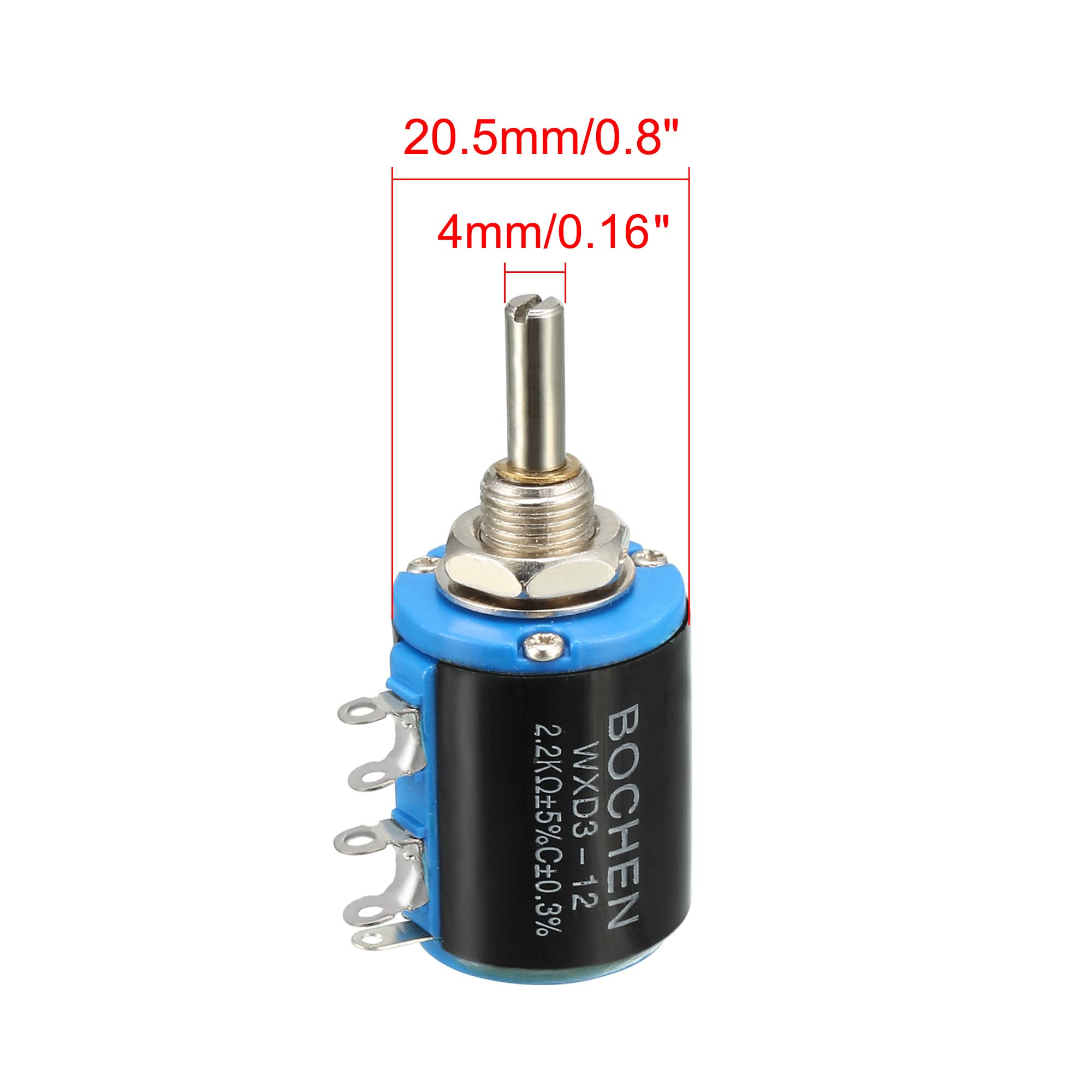 uxcell 2.2K Ohm Adjustable Wire Wound Multi-Turn Precision Potentiometer (5pcs) - Perfect for Audio Equipment, DIY Electronics & Circuit Board Projects