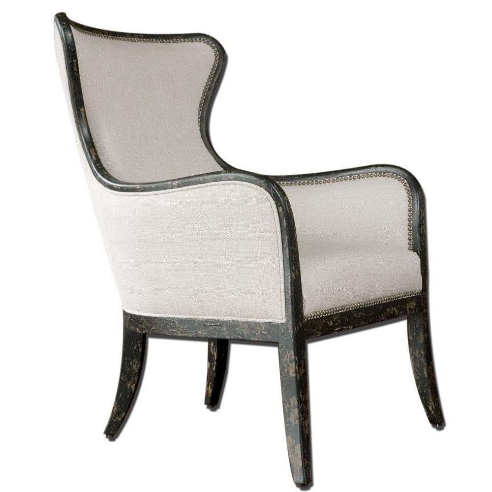41.25 Inch Wing Back Armchair - Modern Upholstered Accent Chair for Living Room, Bedroom & Office - Comfortable Lounge Chair with High Back Support (Sandy Beige)