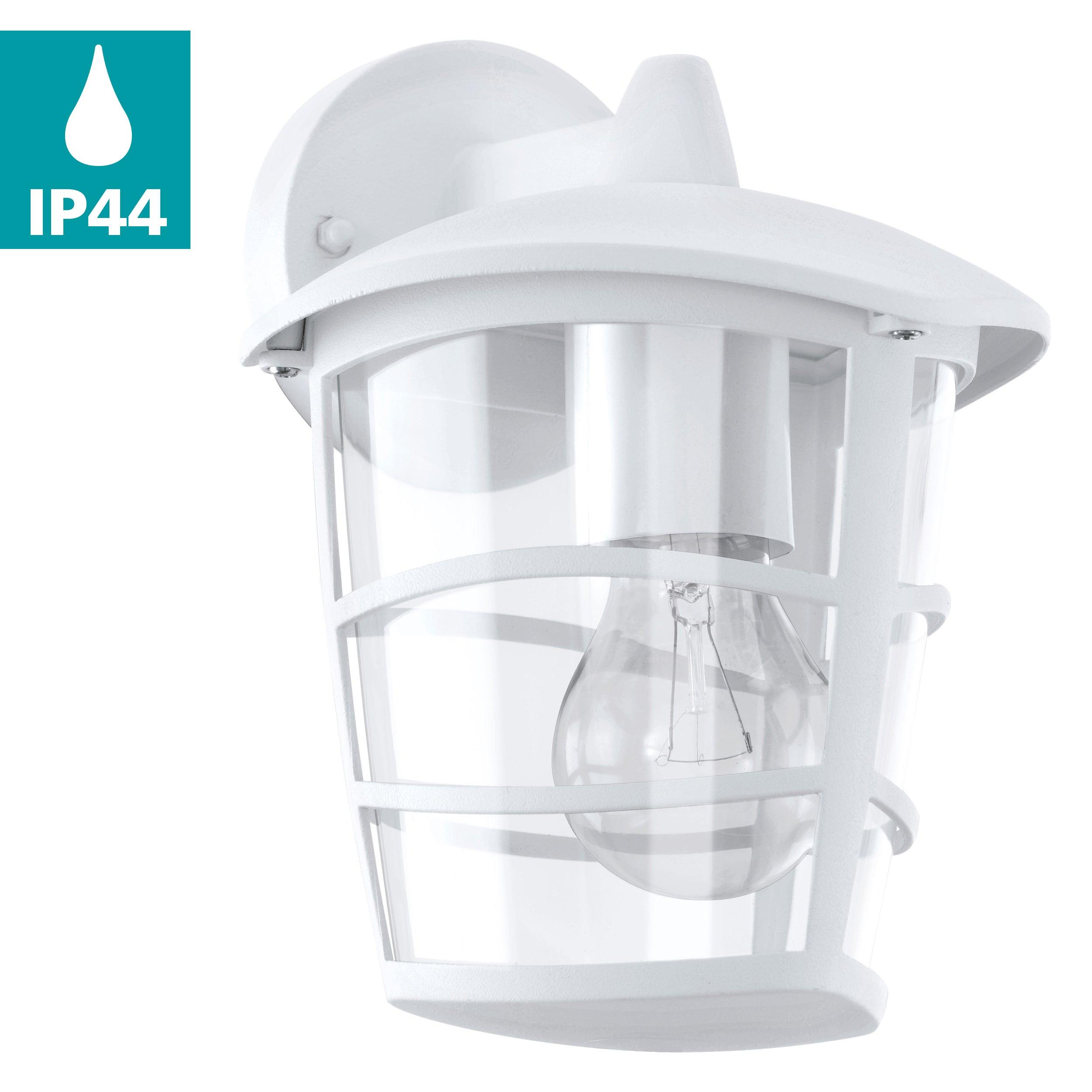 Eglo Aloria White IP44 Outdoor Hanging Lantern Wall Light - Weatherproof Fixture for Patio, Garden, and Porch Lighting