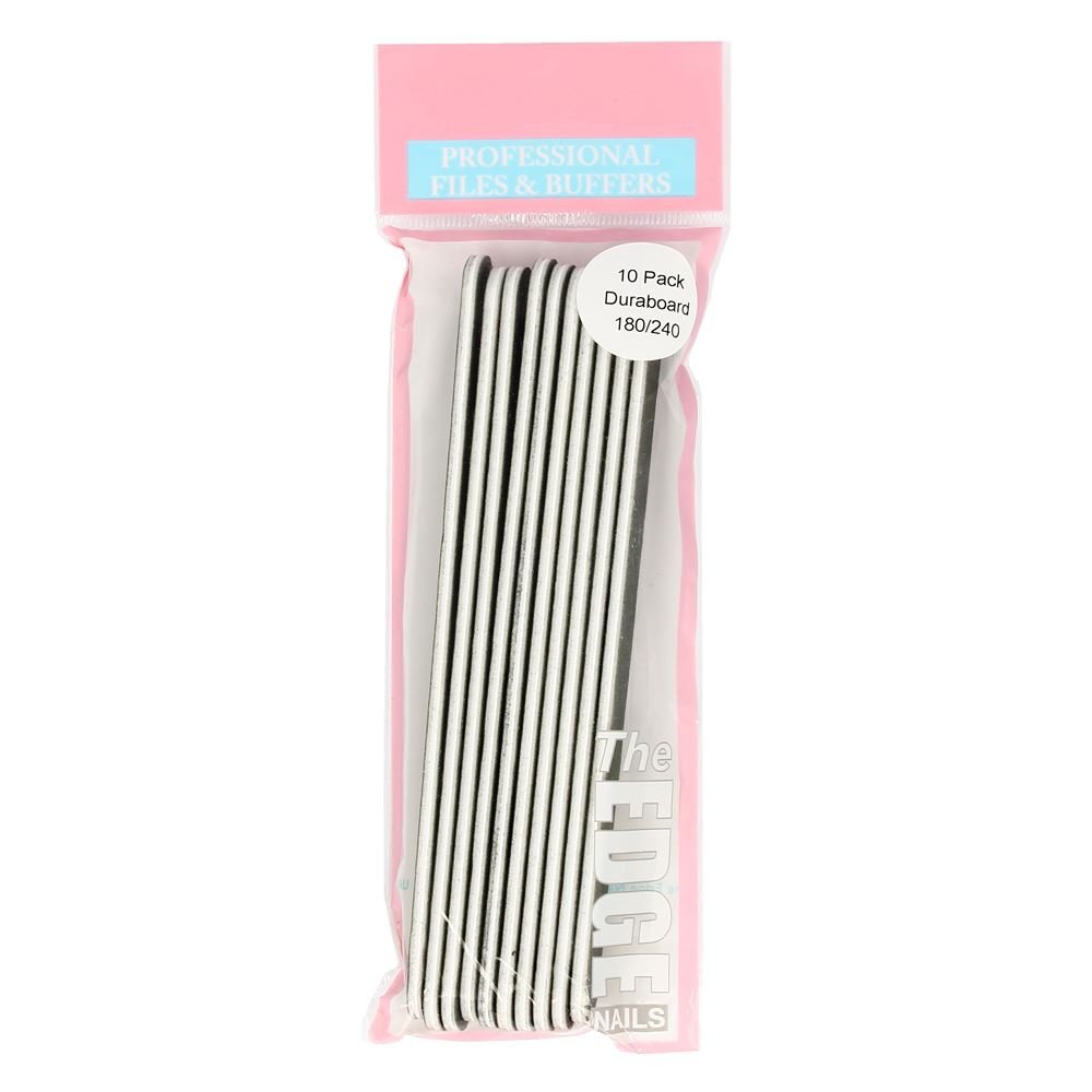 Premium Edge Nails Duraboard 180/240 Grit Nail Files - 10 Pack Professional Manicure Set for Salon & Home Use - Perfect for Acrylic, Gel & Natural Nails