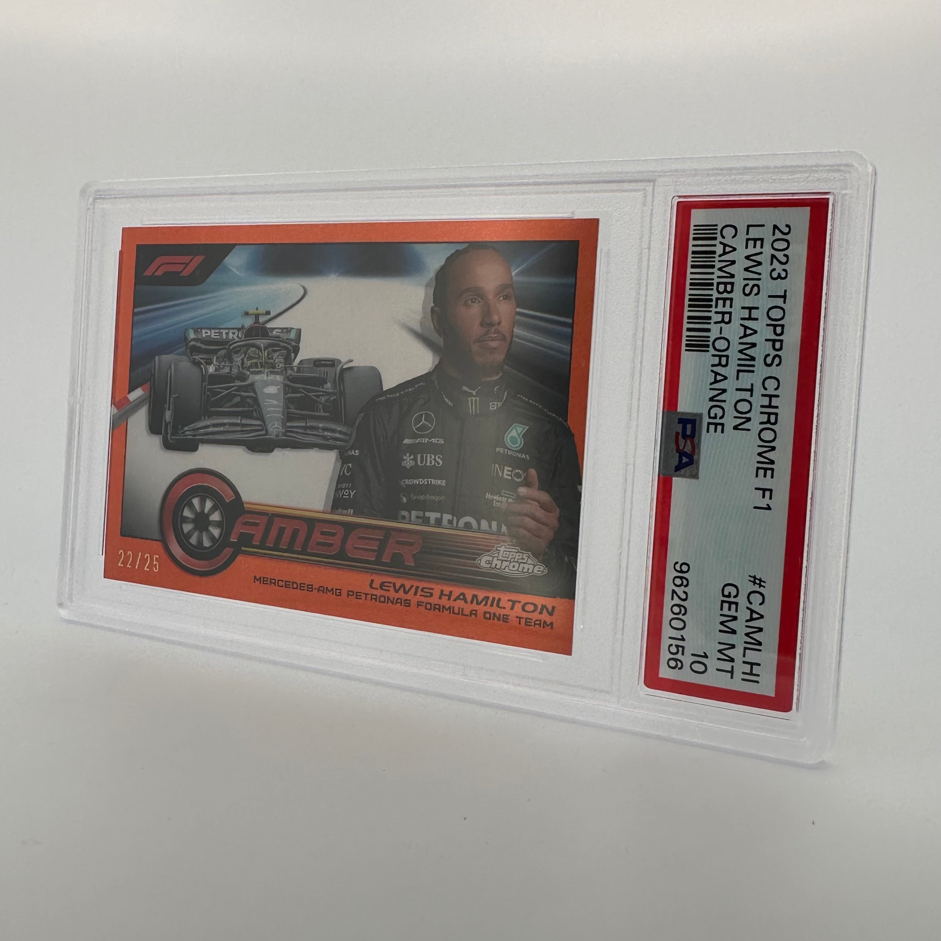 2023 Topps Chrome F1 Lewis Hamilton #CAMLHI PSA 10 Camber Orange 22/25 - Rare Collectible for F1 Fans & Sports Memorabilia Enthusiasts