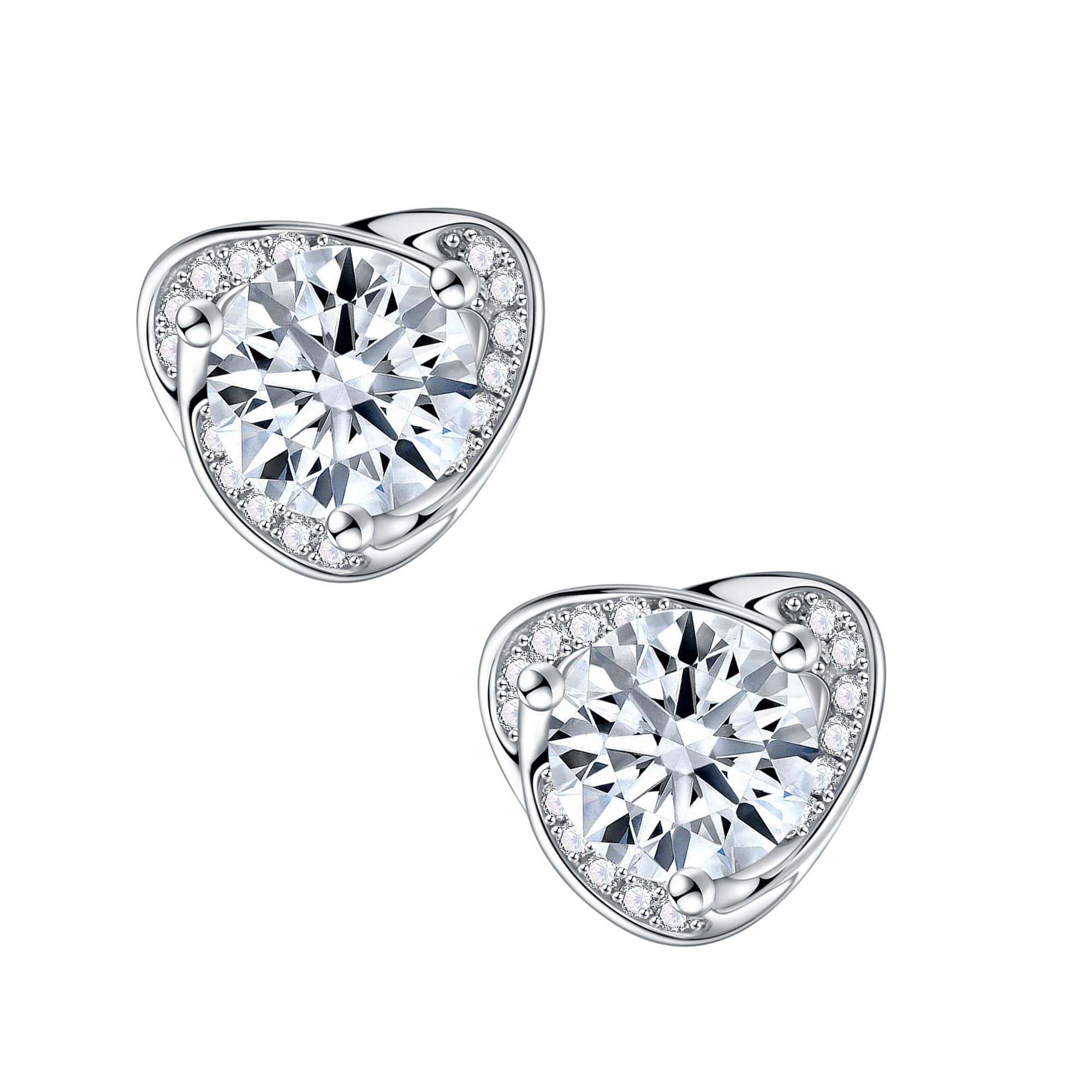 1-2.4ct Lab Created Moissanite Halo Earrings for Women & Men - Princess Cushion Cut D Color VVS1 Clarity - 925 Sterling Silver Stud Earrings - Perfect for Birthday Gifts, Anniversary, Wedding & Special Occasions