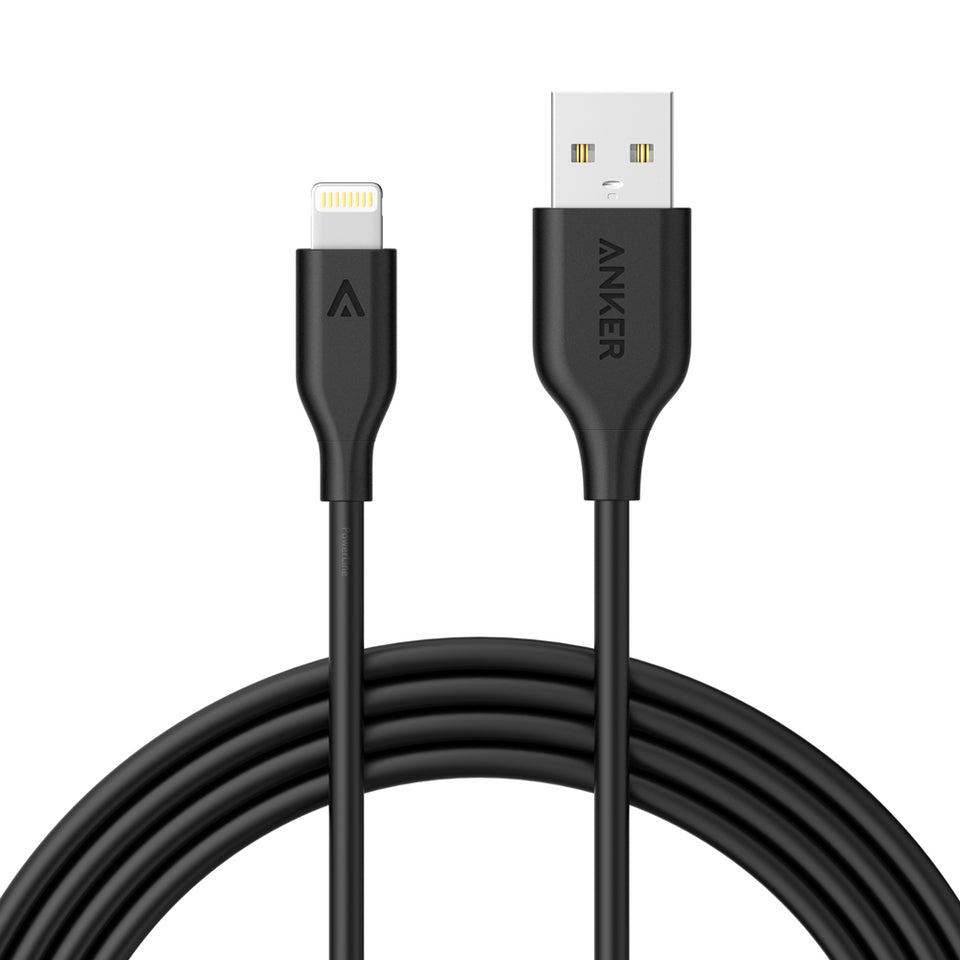 Anker PowerLine MFi Certified Lightning Cable 6ft for iPhone 14/13/12/11/X/8 & iPad - Fast Charging & Sync - Durable Nylon Braided - Black (Perfect for Home, Office & Travel Charging)