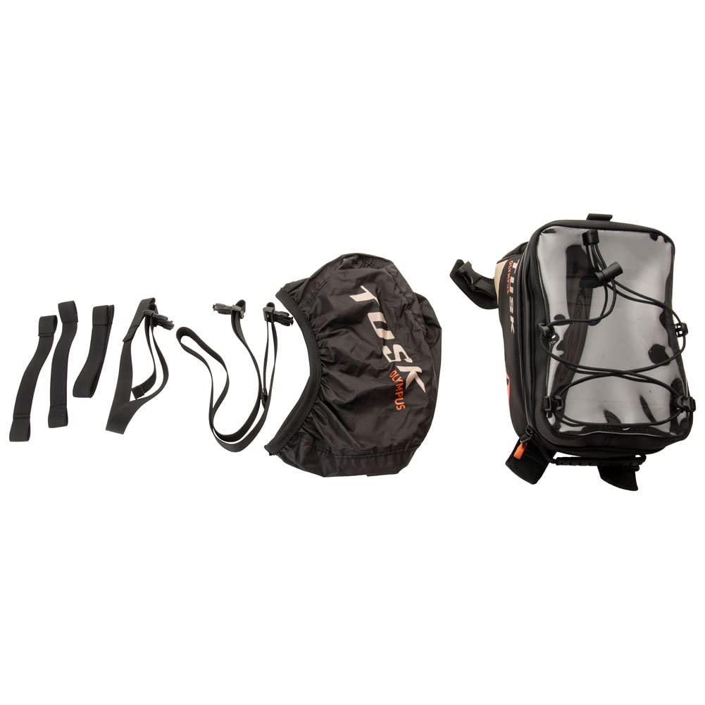 TUSK Olympus Small Motorcycle Tank Bag - Black/Tan (1930890004) - Perfect for Adventure Riding & Daily Commutes