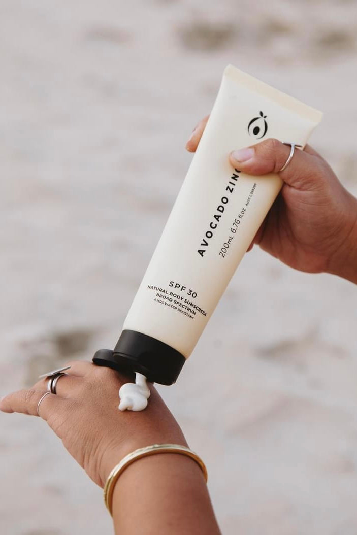 Avocado Zinc SPF 30 Natural Mineral Body Sunscreen - Broad Spectrum Water Resistant Sun Protection for Face & Body - Perfect for Beach, Pool & Outdoor Activities