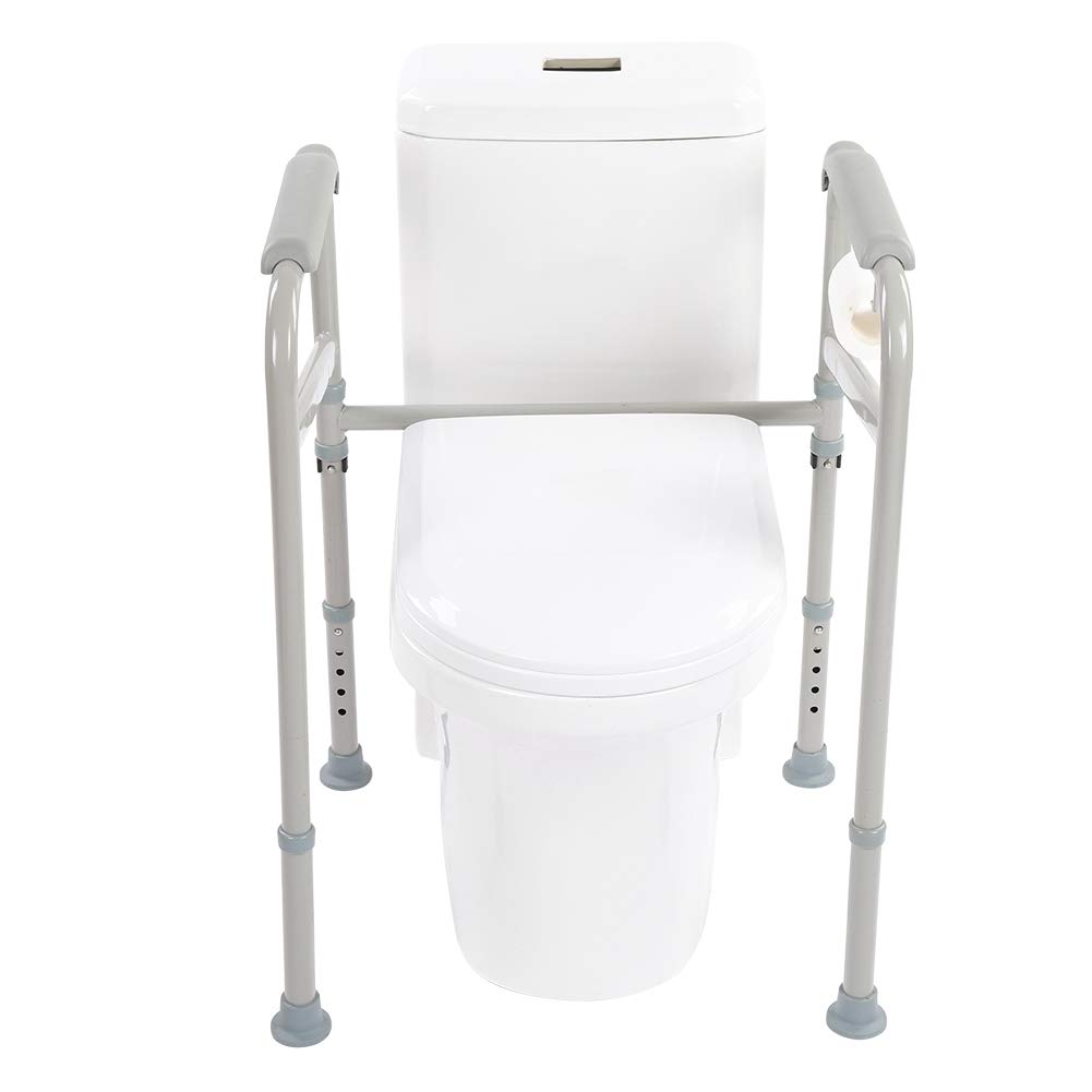 Ejoyous Adjustable Height Toilet Safety Rail (65-86cm) - Non-Slip Bathroom Handrail for Elderly & Disabled - Waterfall Design Armrest for Home Use - Perfect for Bathroom Safety & Mobility Assistance