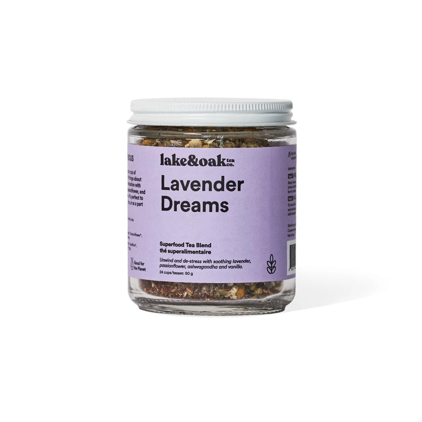 LAKE & OAK Lavender Dreams Herbal Tea Blend - Relaxing Floral Infusion for Stress Relief & Better Sleep | Perfect for Evening Tea Time, Meditation & Aromatherapy
