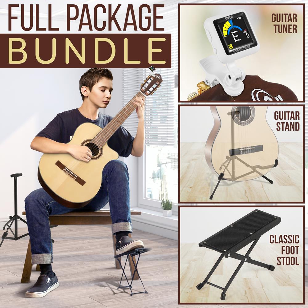 Complete Classic Acoustic Guitar Kit for Beginners - 6 String Guitar with Tuner, Case, Strap & Picks - Perfect for Learning, Practice & Live Performances