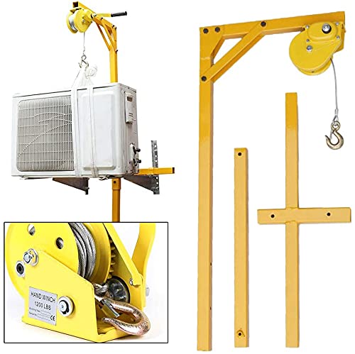 Stainless Steel AC Installation Lift Tool - Heavy Duty Triangle Bracket for Outdoor Air Conditioner Mounting with 10M Safety Rope | Perfect for HVAC Technicians & DIY Home AC Unit Installations