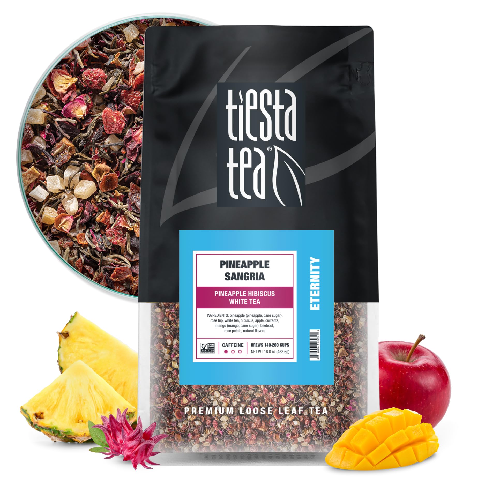Tiesta Tea Pineapple Sangria Loose Leaf Tea - Premium Pineapple Hibiscus White Tea Blend | Low Caffeine Fruit Tea for Hot or Iced | Resealable 16 oz Bulk Pouch (Makes 200 Cups) | Perfect for Summer Parties, Relaxation & Gift Giving