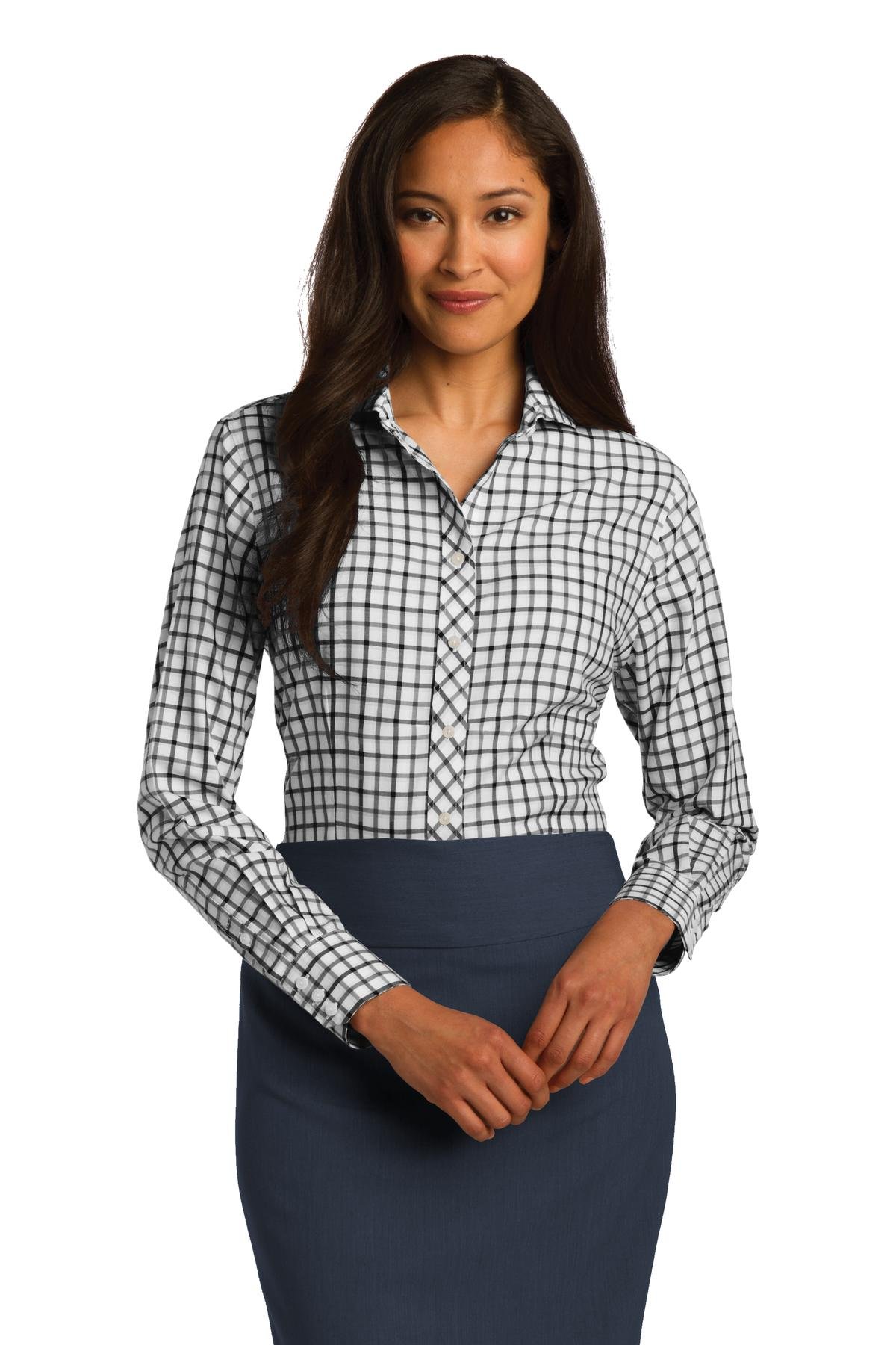 Red House Women's Non-Iron Tricolor Check Shirt - Comfortable & Wrinkle-Free Office & Casual Wear for Professional Women