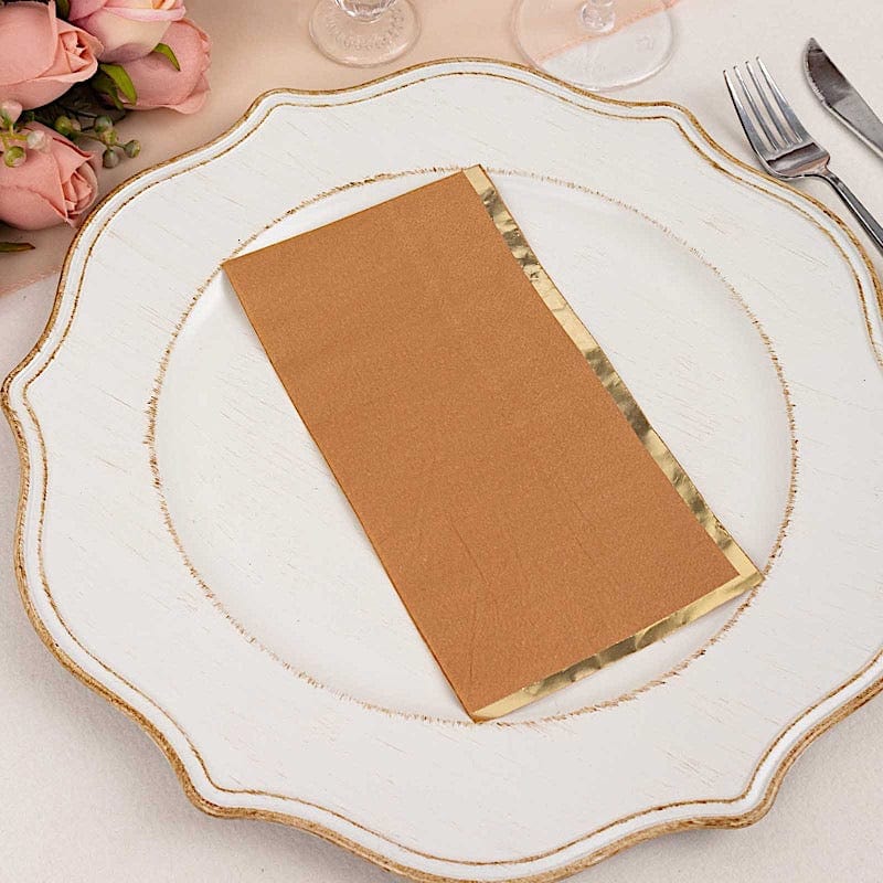 50 Premium Soft 2-Ply Dinner Napkins with Elegant Gold Foil Edge - Perfect for Weddings, Parties & Fine Dining Table Settings