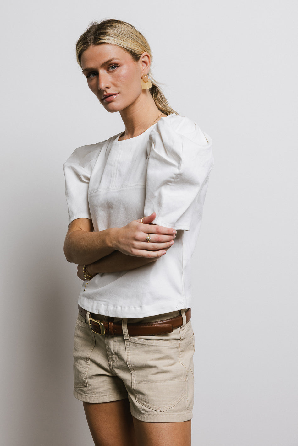 Aubree Cream Denim Top for Women | Casual Chic Blouse | Perfect for Outings, Dates & Office Wear