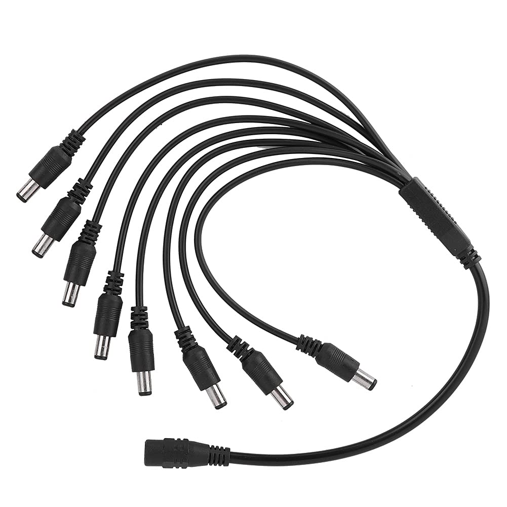 SYH&AQYE 8-Way Power Splitter Cable - 5.5mm x 2.1mm Male to Female DC Power Cord - 1 Female to 8 Male Y Adapter for CCTV Cameras, LED Strip Lights, Security Systems - Perfect for Home/Office Surveillance & DIY Lighting Projects