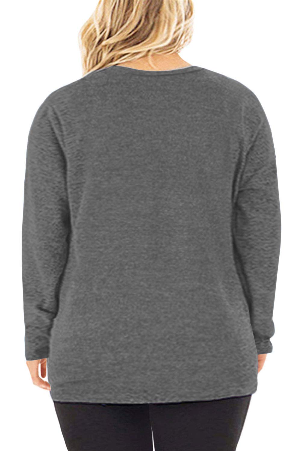 DOLNINE Women's Plus Size Knotted Long Sleeve T-Shirt - Loose Casual Blouse for Everyday Wear, Work & Date Night Outfits